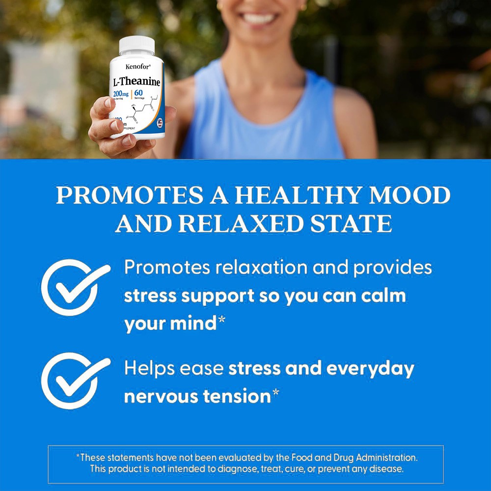 200mg L-Theanine Capsules, Natural Stress & Mood Relaxation Support,120 Veg Caps