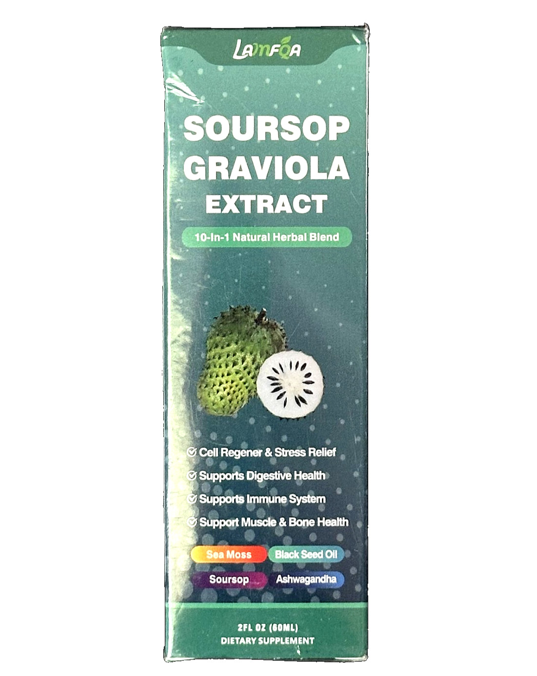 Lamfoa Soursop Graviola Extract Liquid Supplement 60ml Sea Moss Black Seed Oil