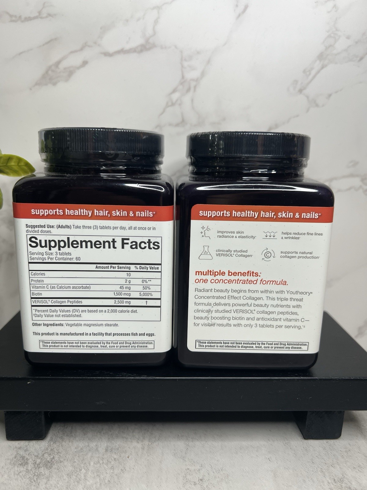 Youtheory VERISOL Collagen + Biotin + Vitamin C 180 Tabs Two Pack! Exp 08/2027
