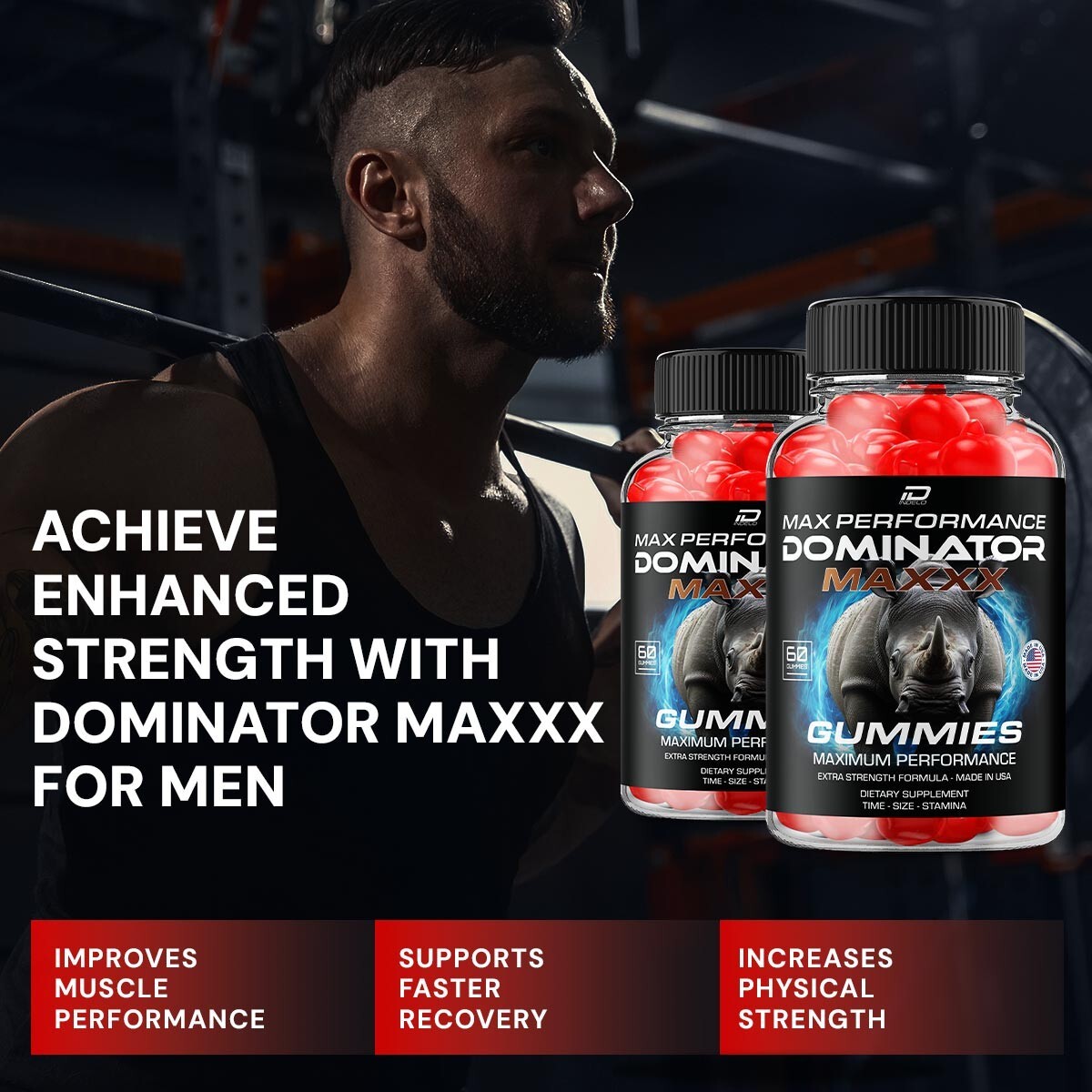 (2 Pack) Dominator Maxxx Gummies for Men – DominatorMaxx Male Gummy, All Natural