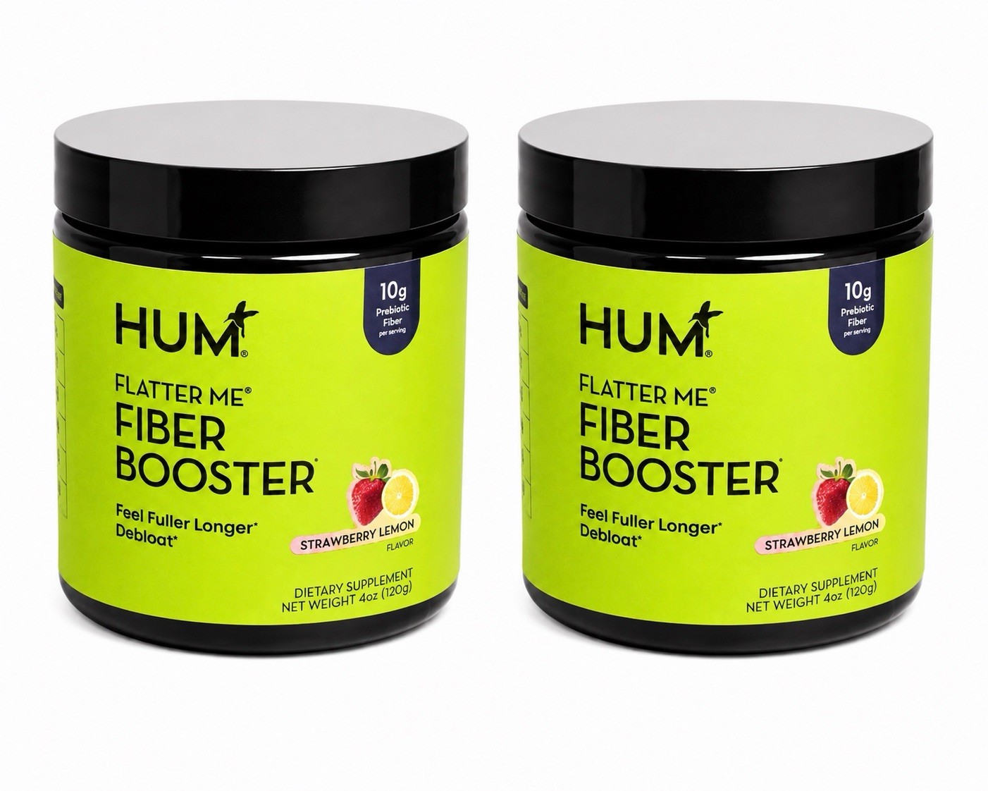 2 pack HUM Flatter Me Fiber Booster Powder Strawberry Lemon 4 oz Exp 11/2027