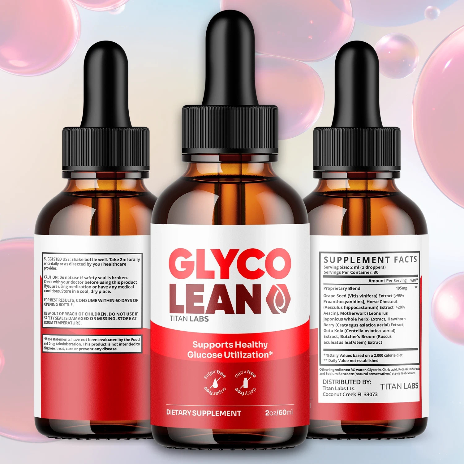 (2 Pack) Glyco Lean Blood Support Drops GlycoLean Vitamin Supplement 60 Servings