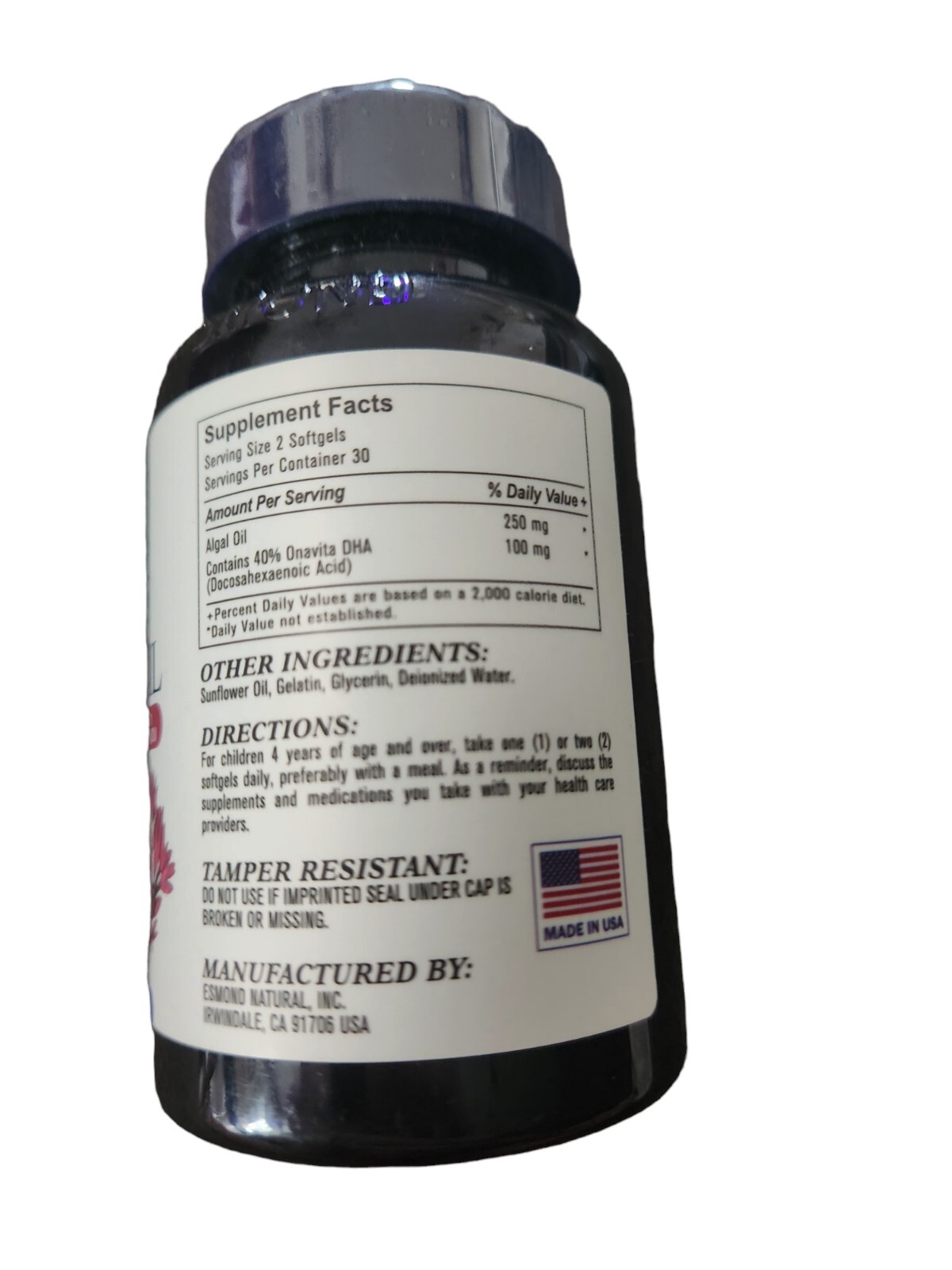 Esmond Natural DHA ALGAL OIL 60 Capsules Exp 07/2026 New/Sealed