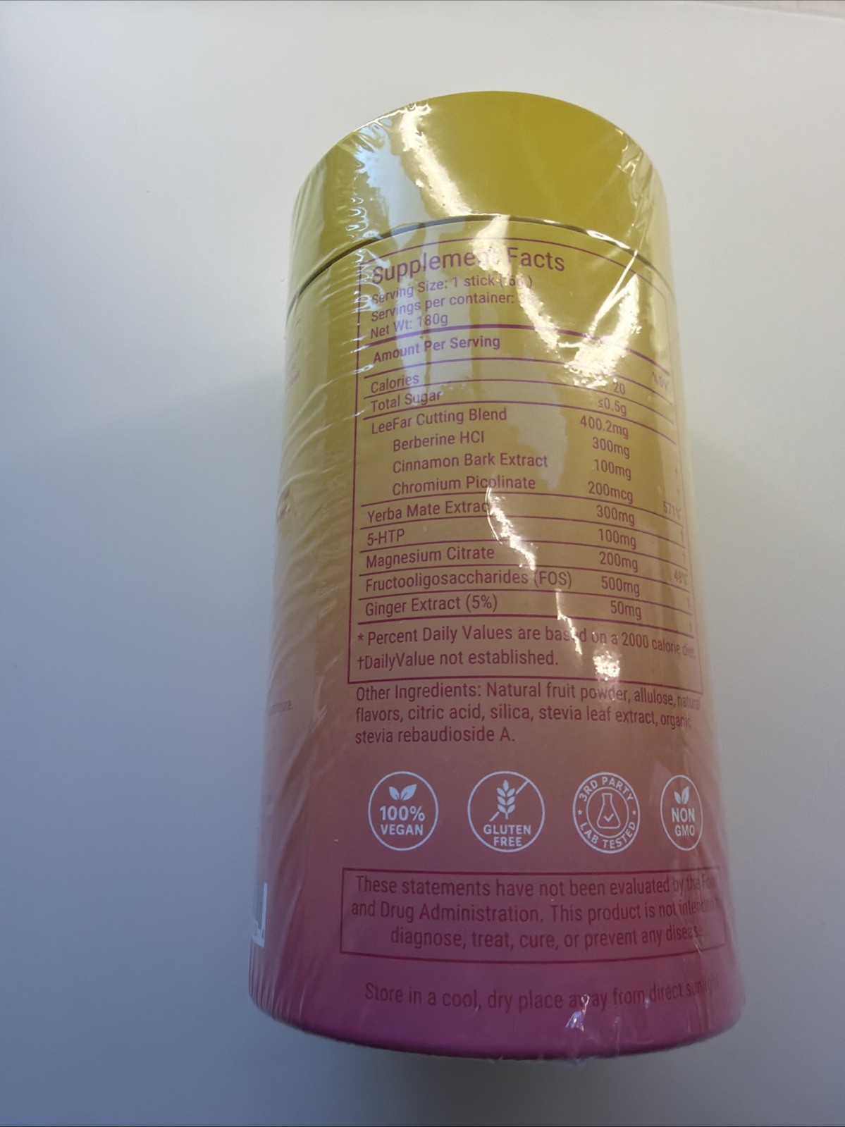 LeeFar Cutting Mix Berberine Yerba Mate Strawberry Acai Supplement 30 Sticks