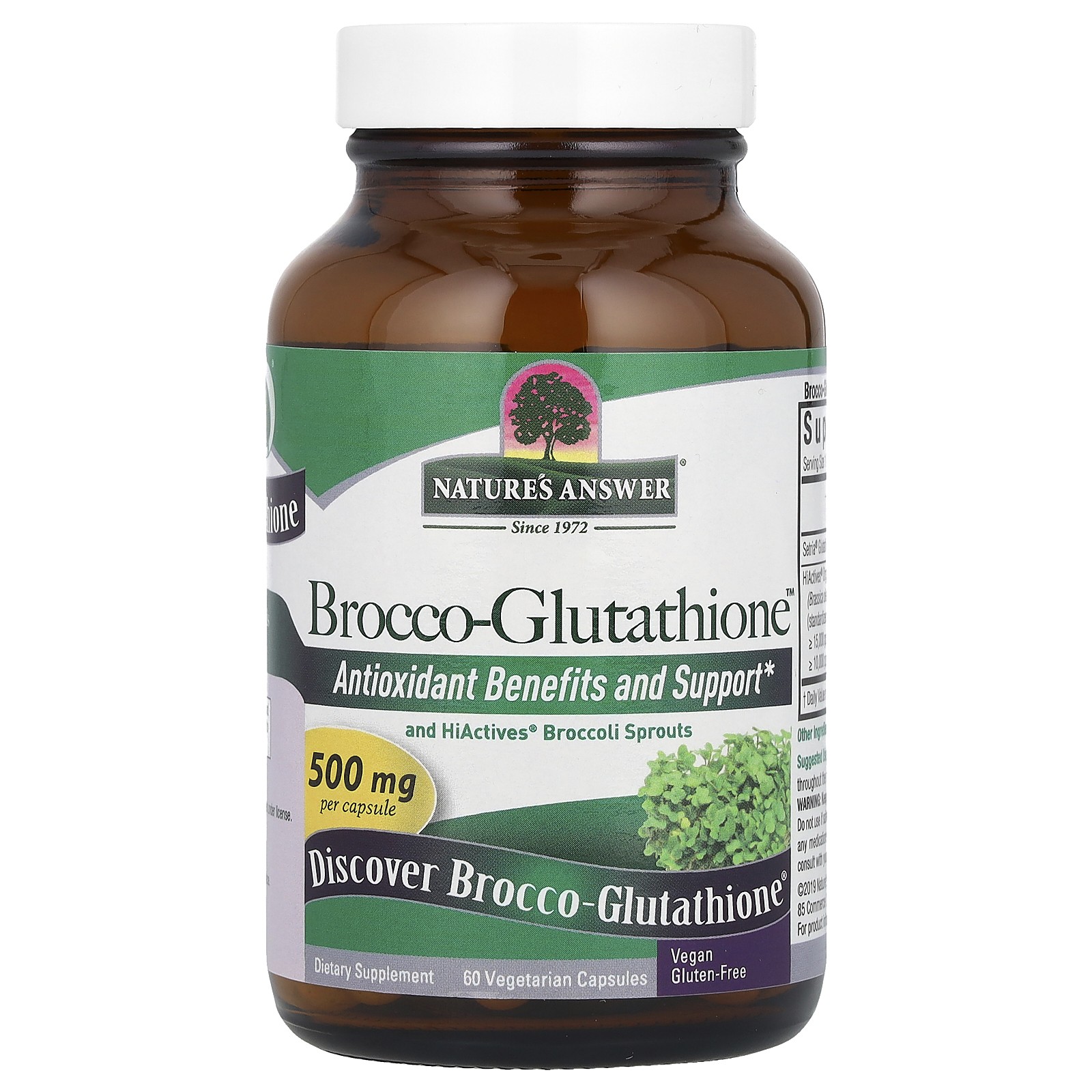 Nature s Answer Brocco-Glutathione 500 mg 60 Vegetarian Capsules Cruelty-Free,