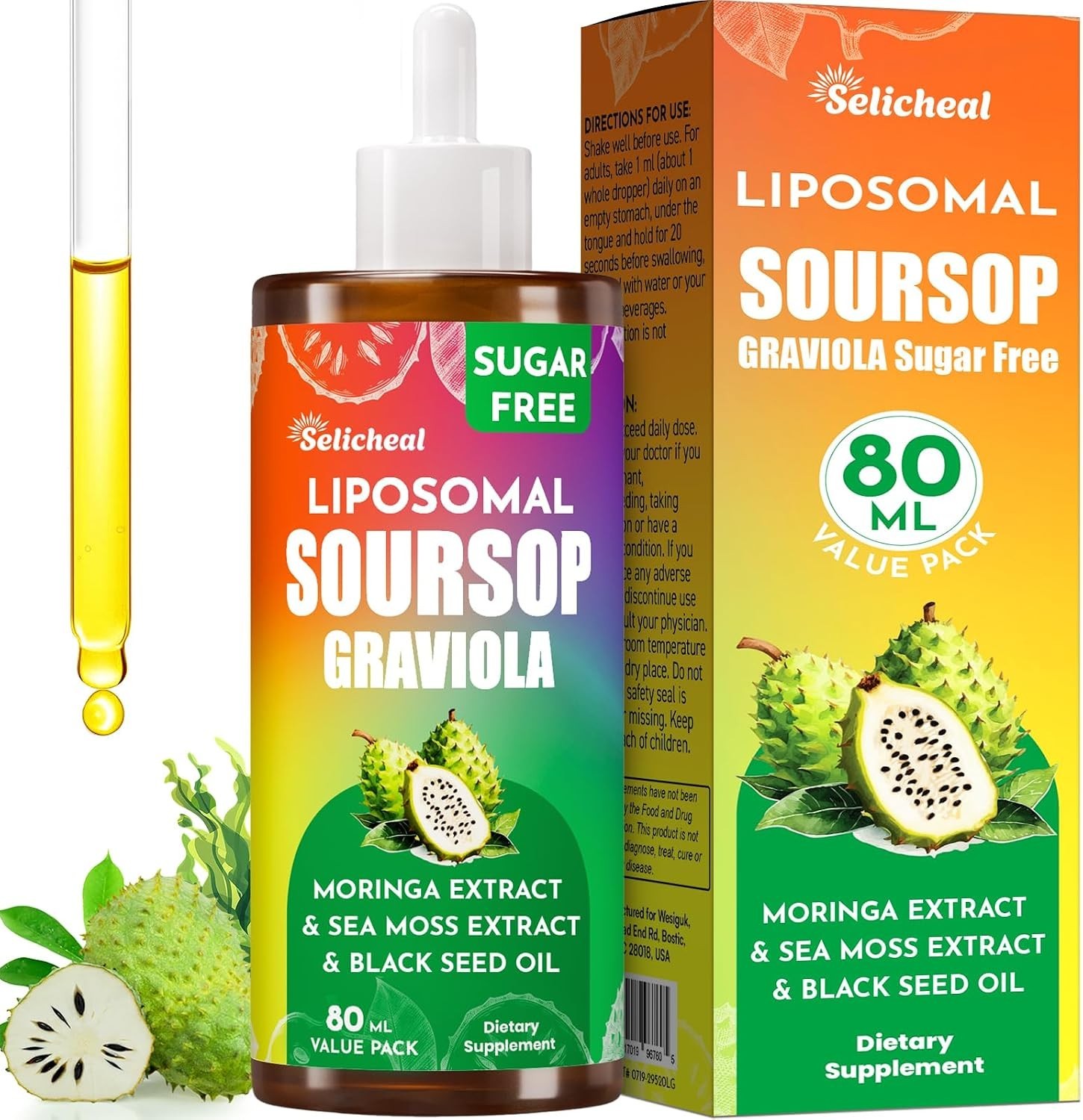 (2) Selicheal Liposomal SOURSOP Supplement 80 ML Graviola Drops Expiration 1/27
