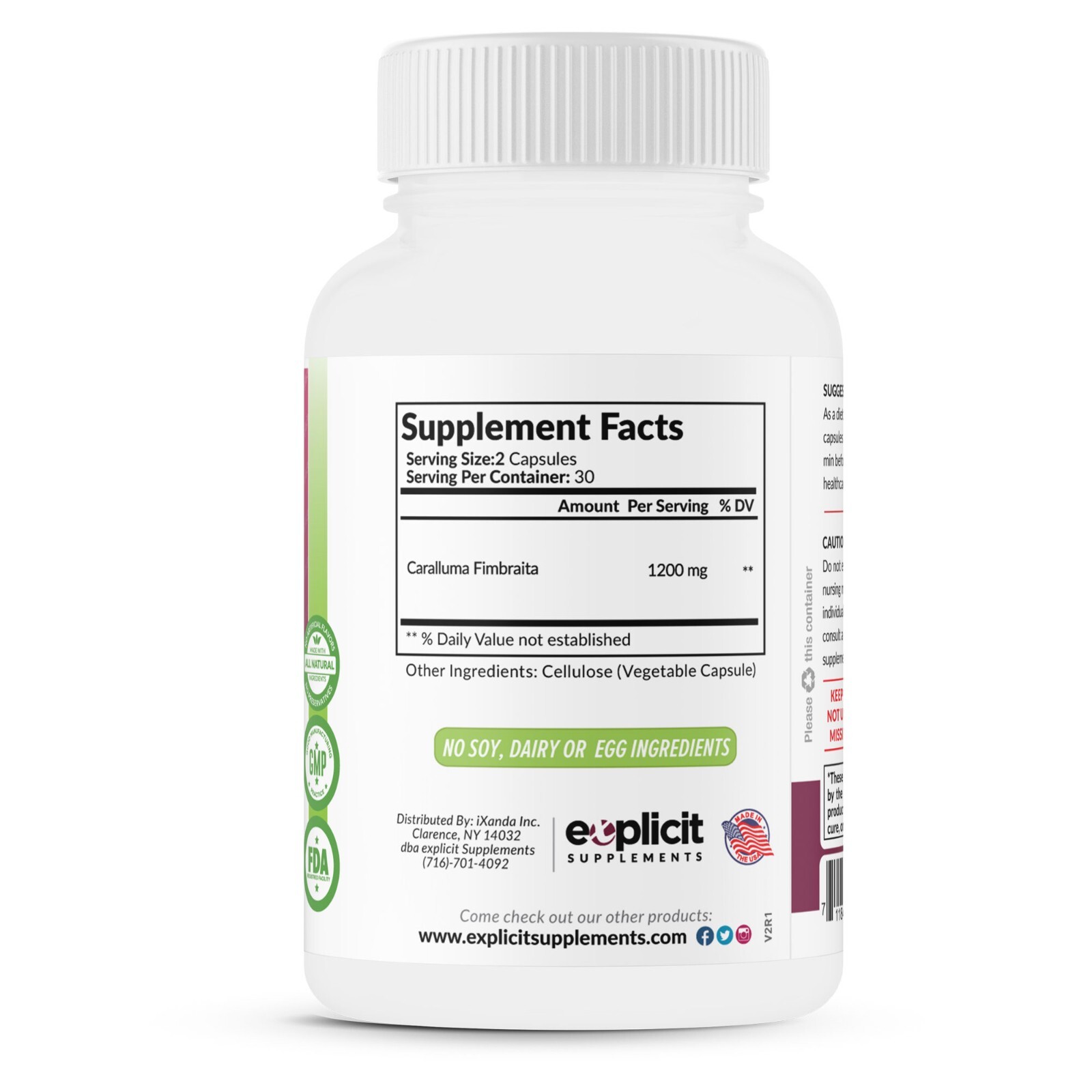 Caralluma Fimbriata Max Strength Appetite Suppressant, 1200mg/serv, 30 Servings