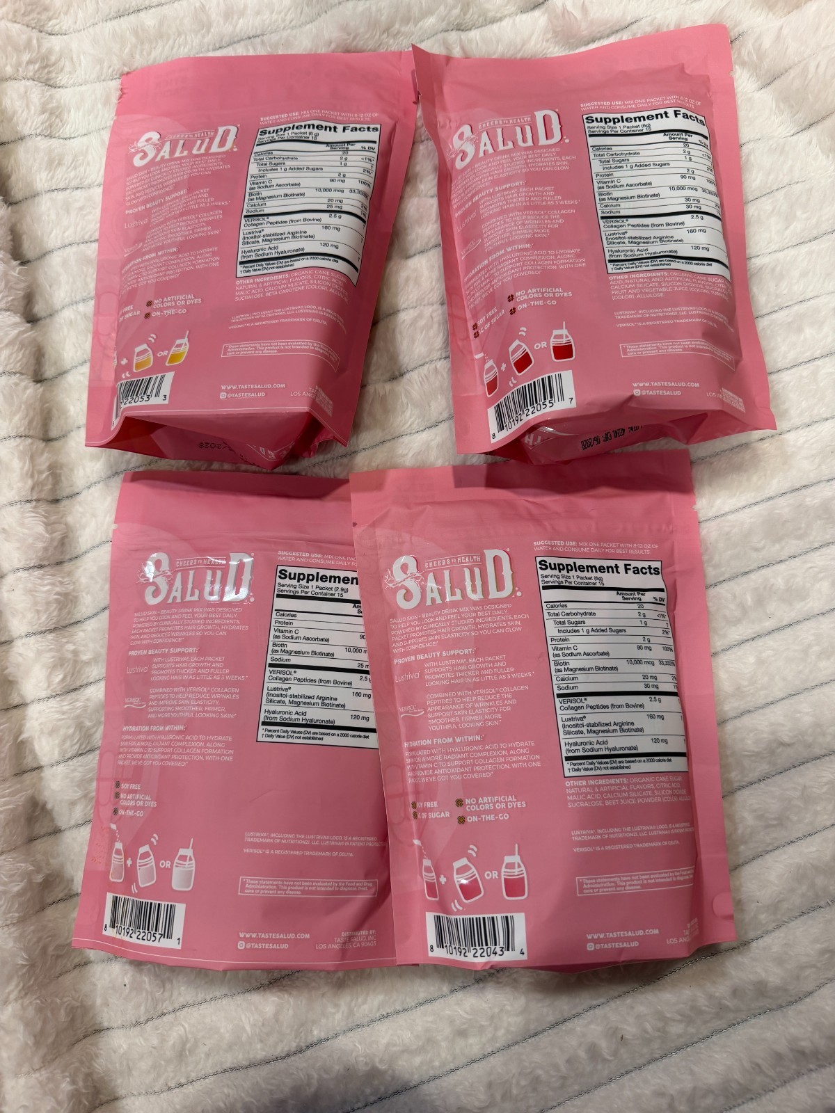Taste Salud Skin + Beauty Drink Mix 4 Packs (15 servings each) mango, unflavored