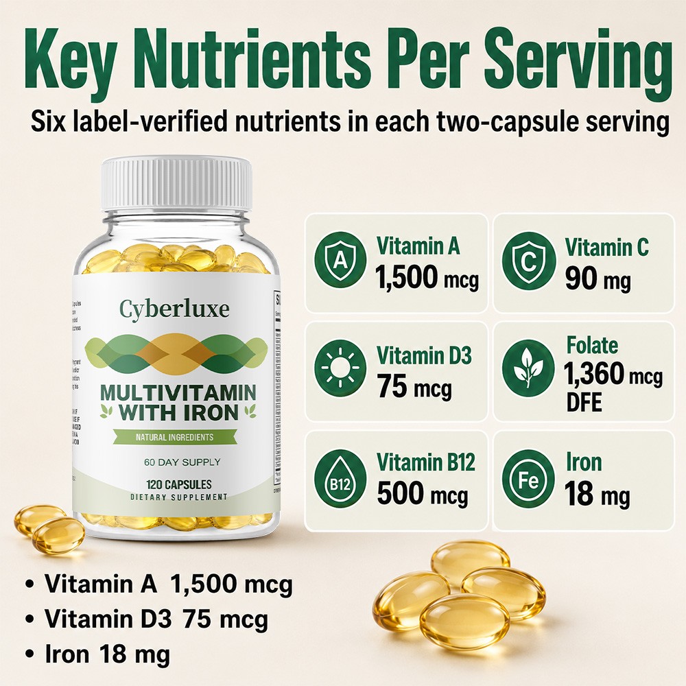 Multivitamin Caps,Full Spectrum Vitamins,Daily Energy & Immune Wellness,120Caps