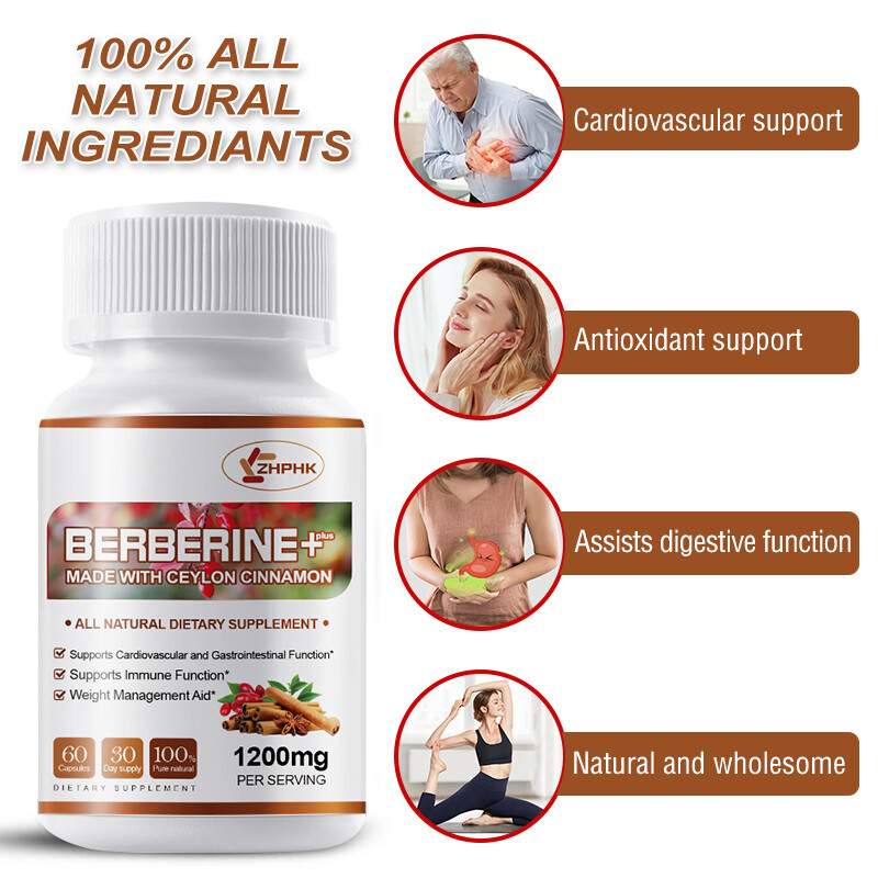 Premium Berberine HCL Extract 1200mg,Cardiovascular&Blood Sugar Support