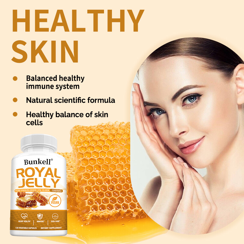 Royal Jelly Capsules 1995mg Equivalent,Heart,Immune & Skin Support, 120 Veg Caps
