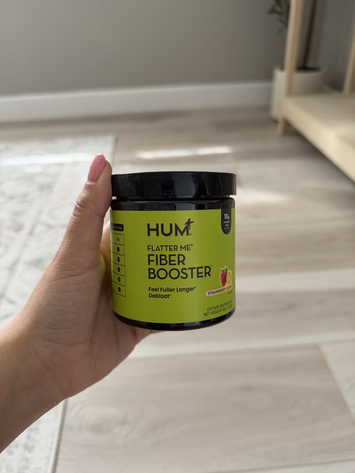 Hum Nutrition Flatter Me Fiber Booster Powder Vegan Strawberry Lemon