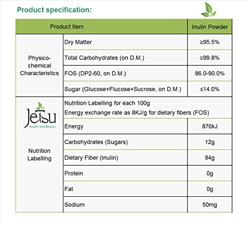 Inulin Powder Organic Chicory Root (FOS), Soluble Inulin Fiber prebiotic