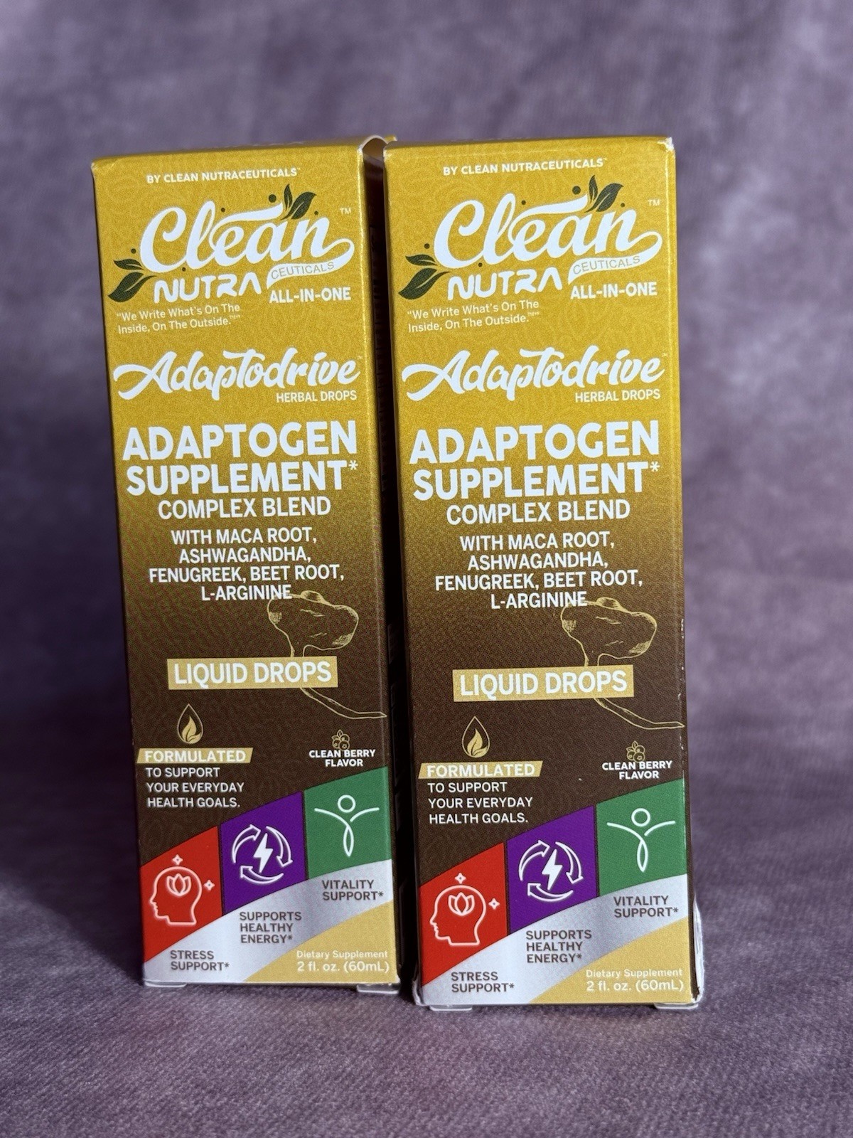Clean Nutra Adaptogen Liquid Drops Stress Support Clean Berry 2 fl oz