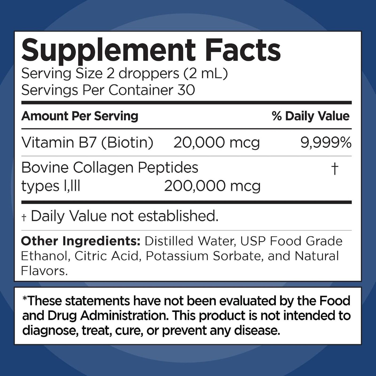 Liquid Collagen and Biotin, 2 Fl. Oz, Ultra-Strength Collagen Peptides for Women