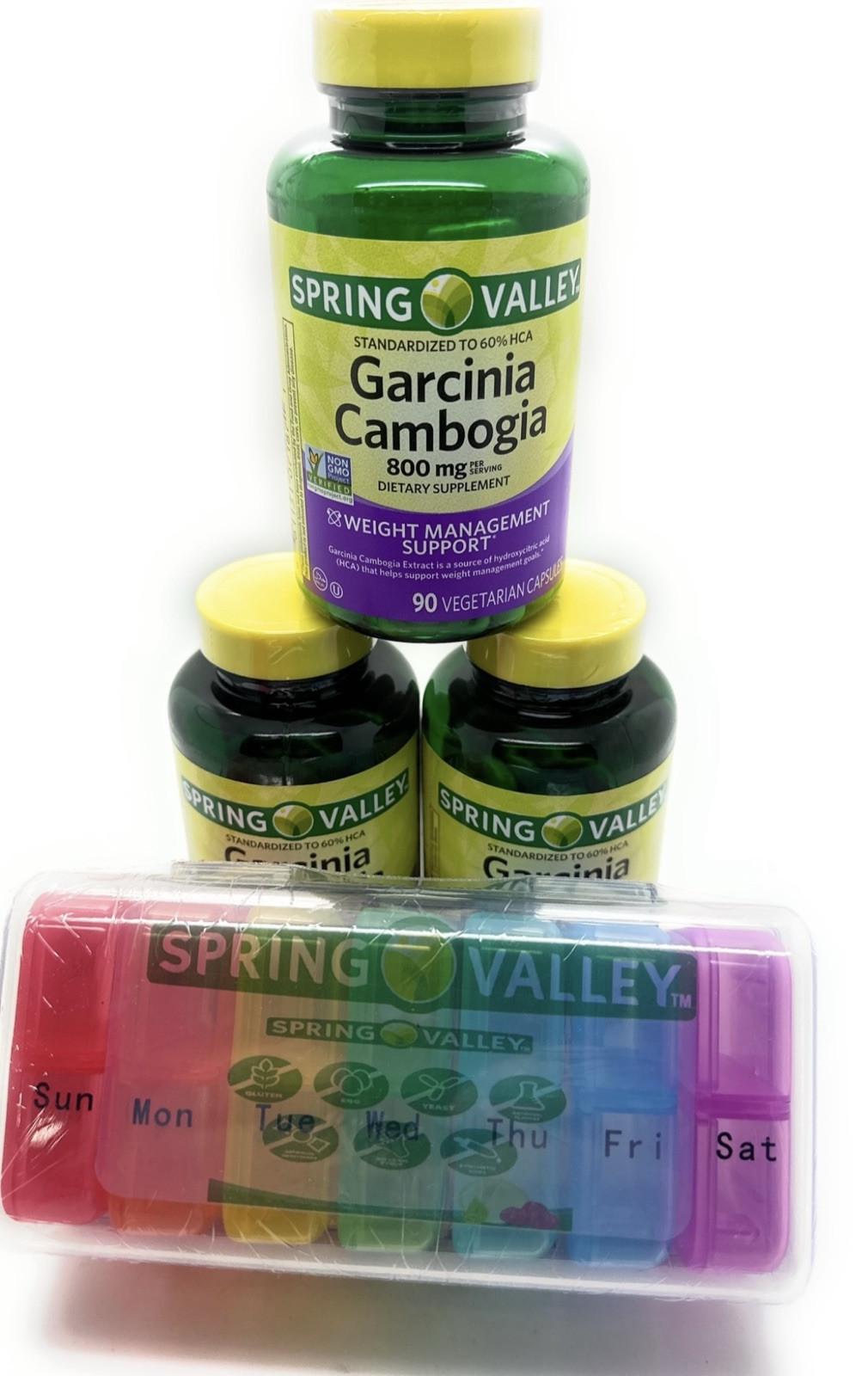 3 Bottles of Spring Valley Garcinia Cambogia 90ct Each bottle. Plus 7 Day Cont