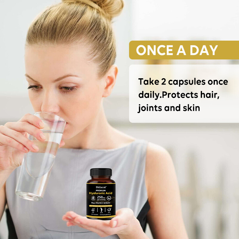 Hyaluronic Acid, Biotin & Vitamin C Capsules AntiAging Hair, Skin & Joint Health