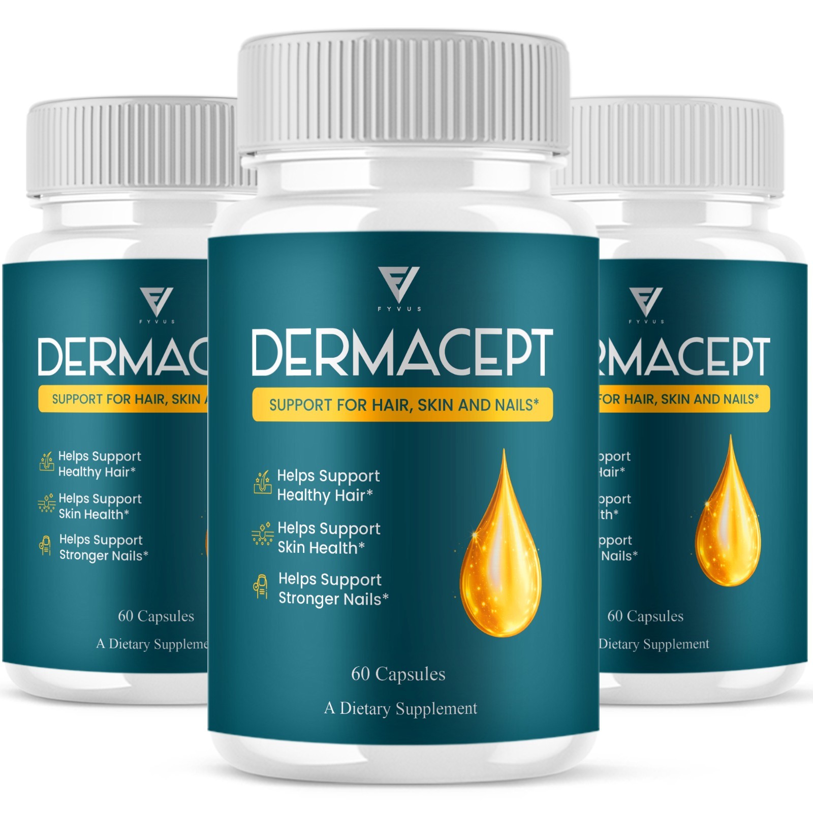 (3 Pack) DermaCept Advanced Capsules, DermaCept Supplement (180 Capsules)