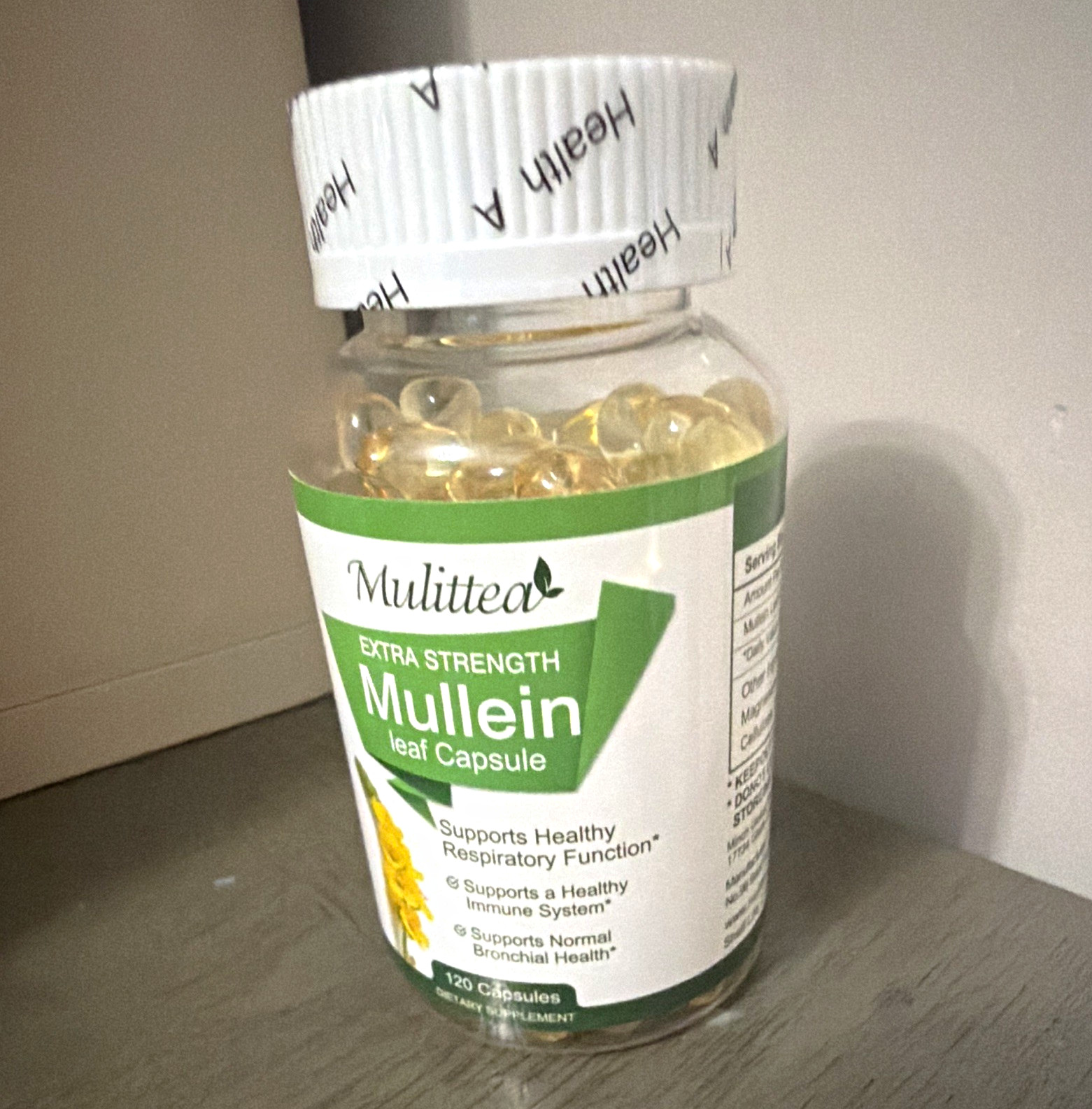 Mulittea Extra Strength Mullein Leaf 1000mg 120 Capsules Vegetarian Exp 04/2027