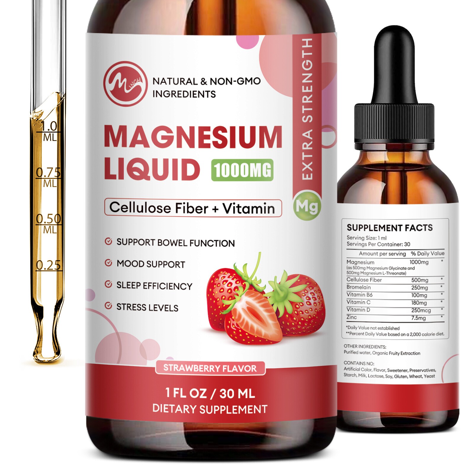 1-5X Magnesium Liquid Drops, Magnesium Glycinate,Improve Sleep,Anxiety Relief