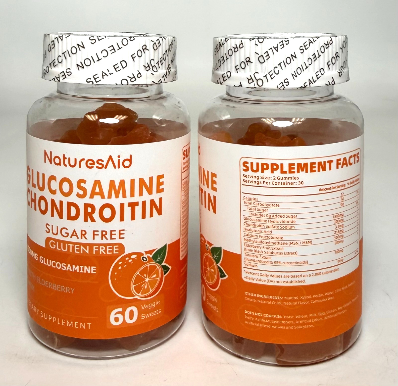2 Pack Natures Aid Glucosamine Chondroitin – Orange – 120 Gummies *EXP 11/2026*