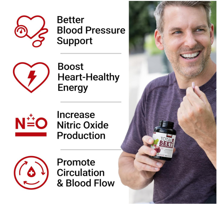 FORCE FACTOR Total Beets Blood Pressure Support Beet Root Capsules, 1800mg Organ