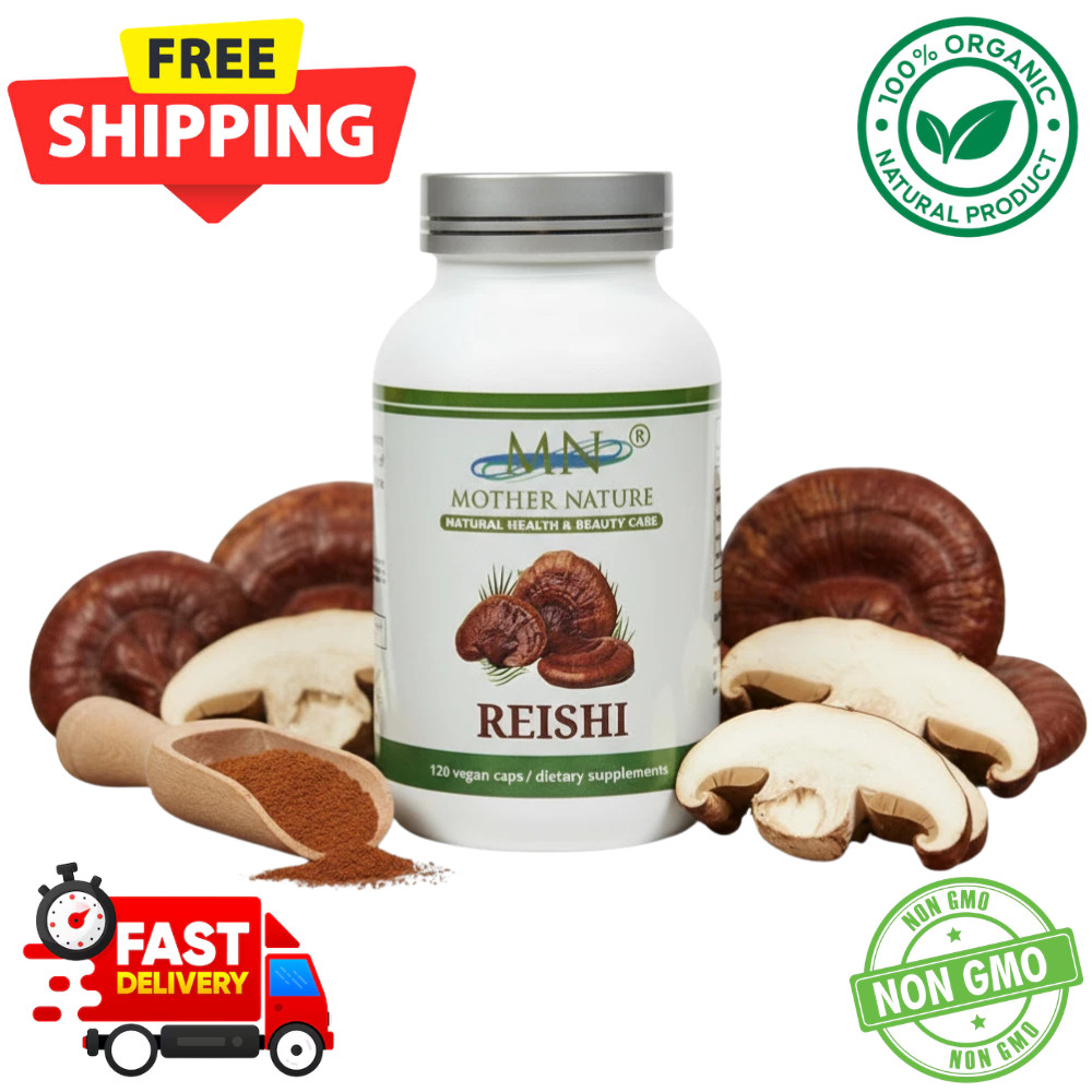 Mother Nature Reishi Mushroom Capsules Wellness Supplement — Vegetarian Capsules