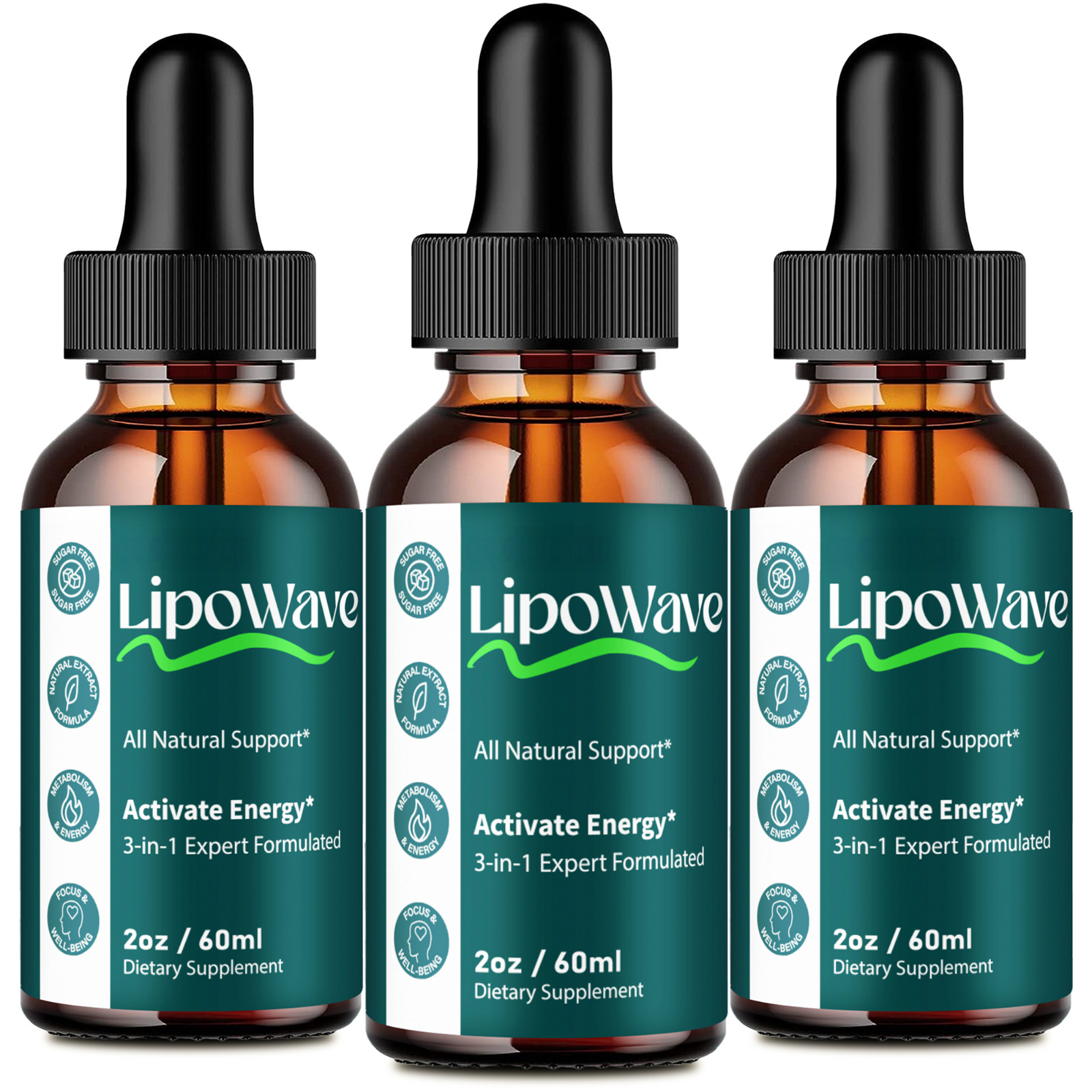 Lipowave Drops, Official LipoWave Drops with All Natural Ingredients (3 Pack)