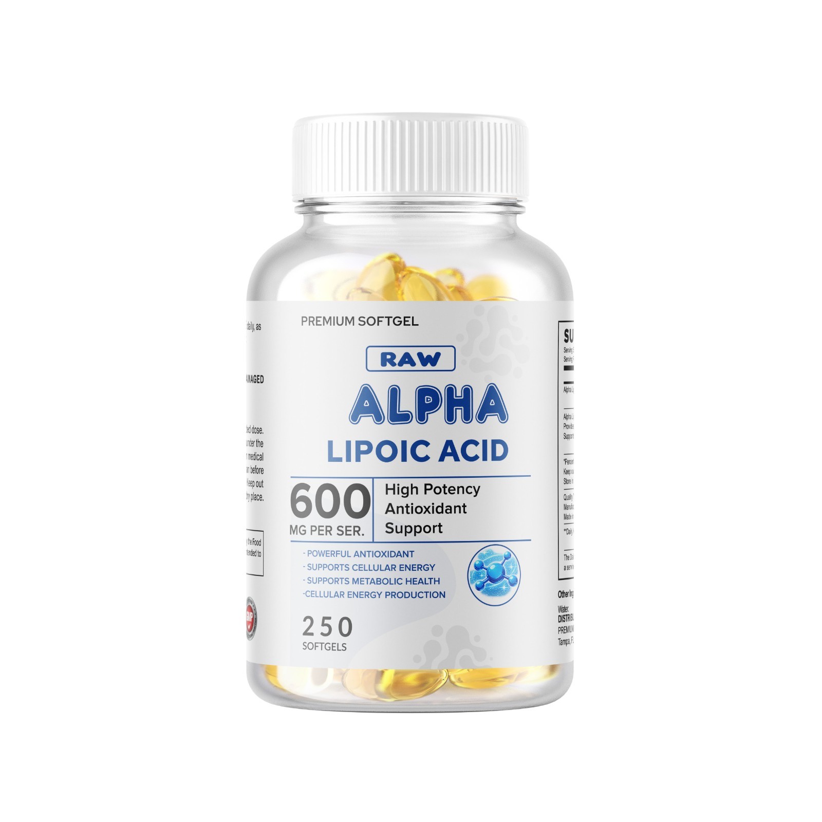 Alpha Lipoic Acid – 600mg Per Serving – 250 Capsules