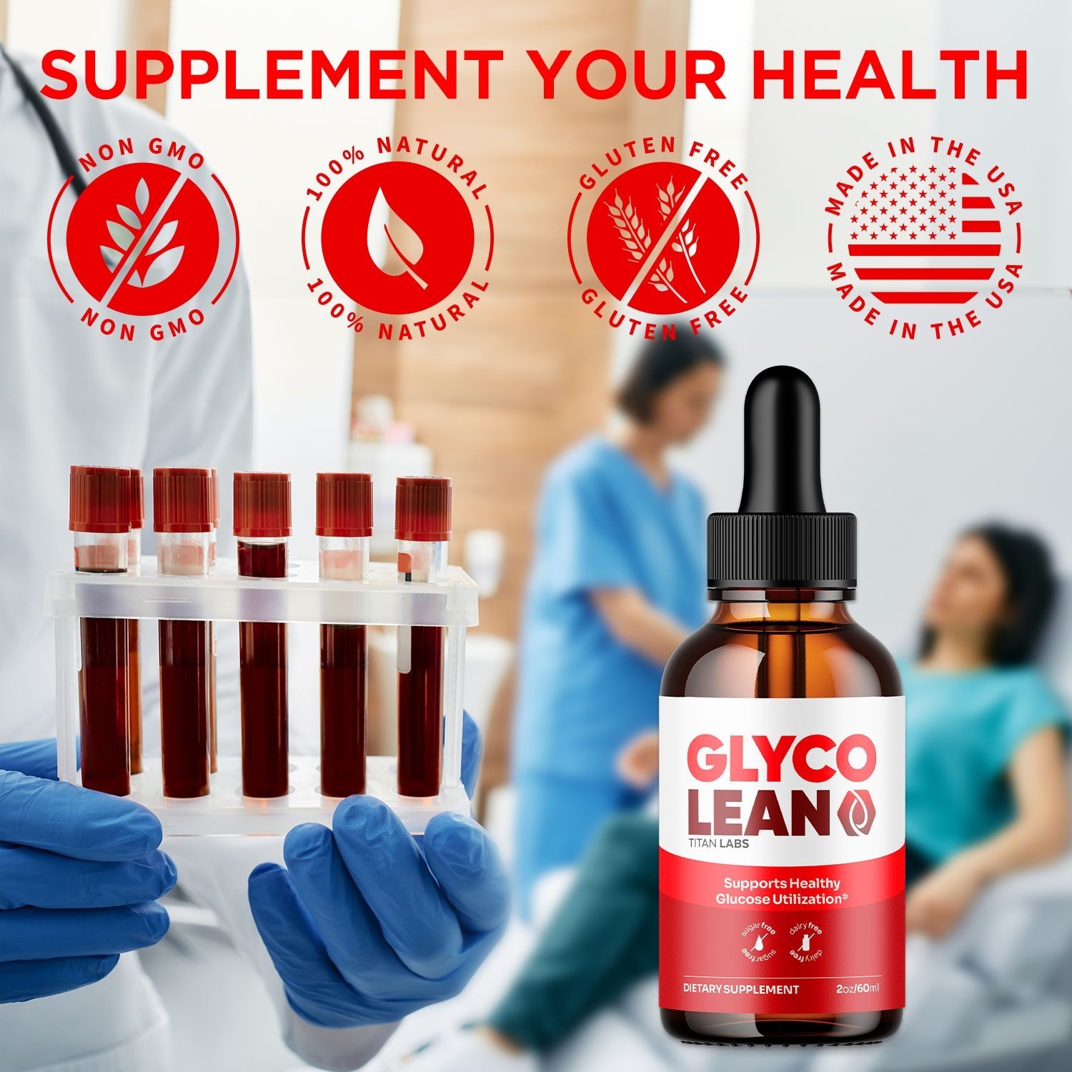 (5 Pack) Glyco Lean Blood Support Drop GlycoLean Vitamin Supplement 150 Servings
