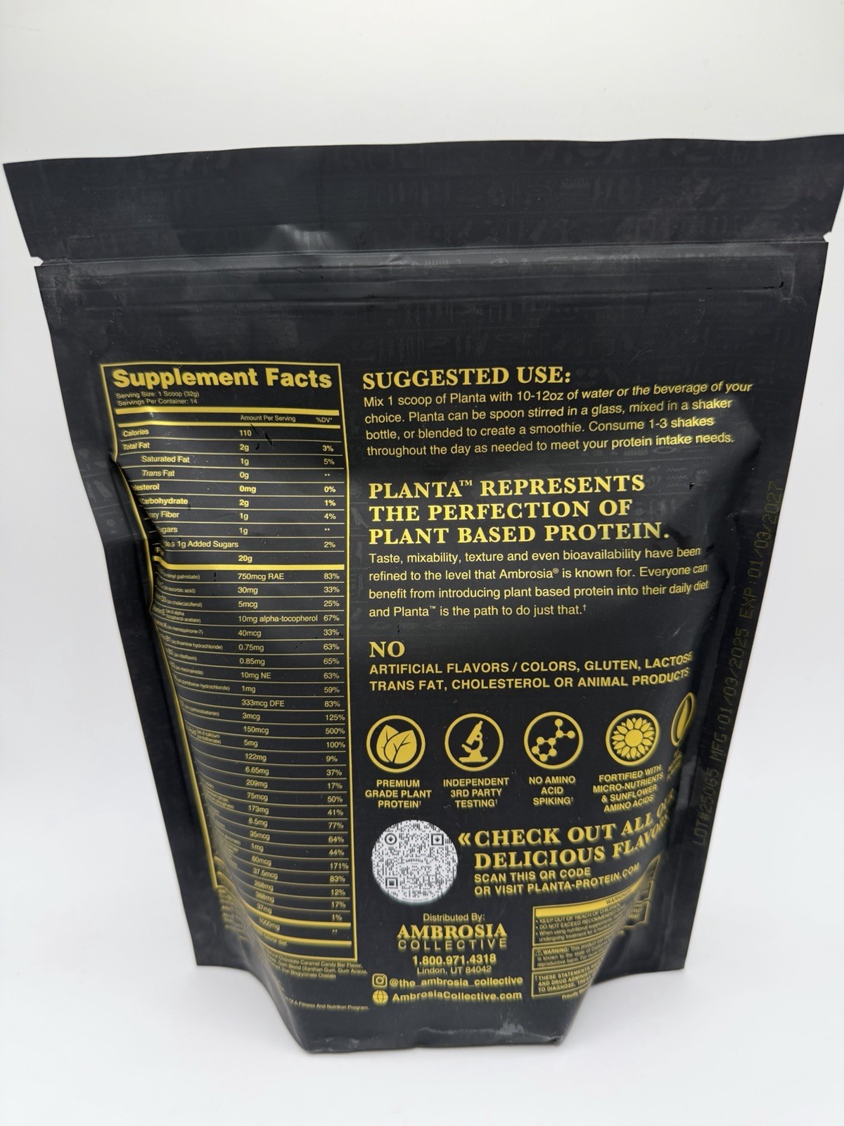 Ambrosia Planta Plant Protein Chocolate Caramel 14 Servings Vegan GF New Sealed