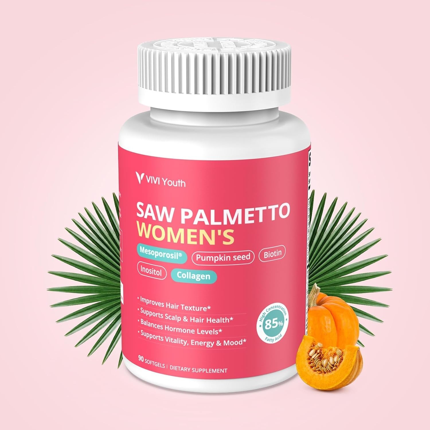 VIVI Youth Saw Palmetto for Women with Mesoporosil – Pumpkin Seed Oil – Inositol
