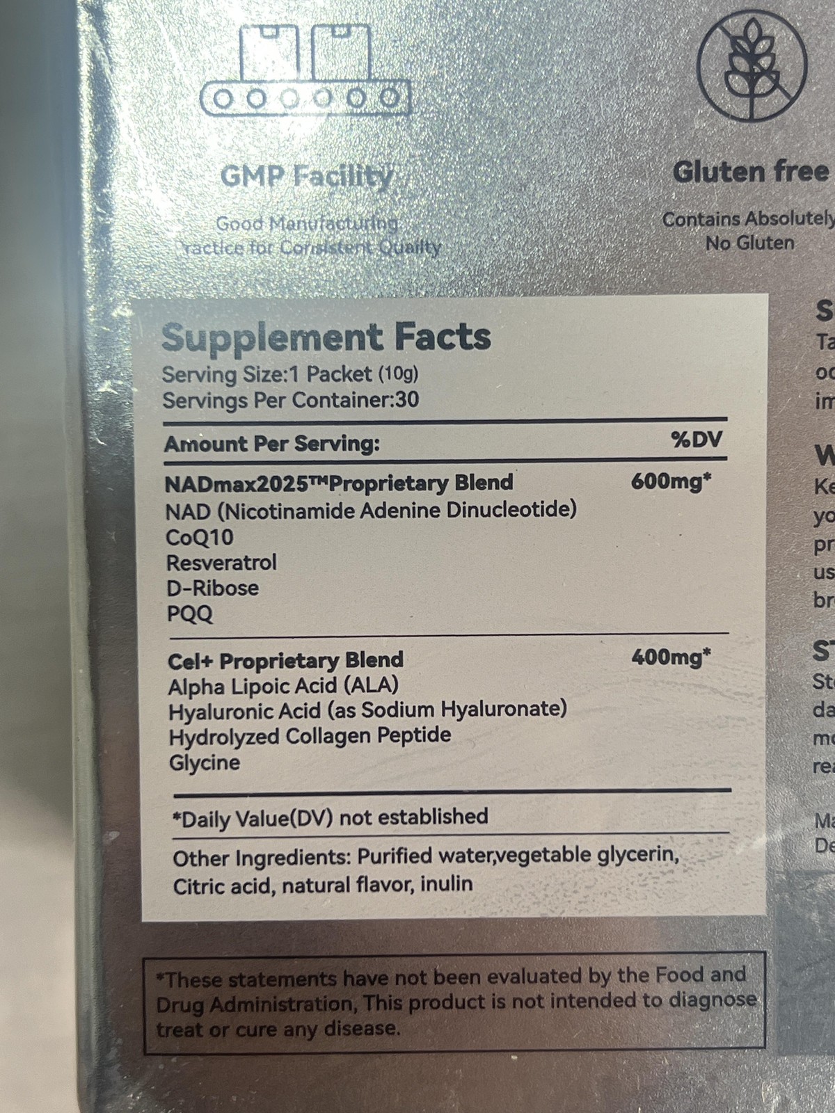 ZOOONE NAD+ Cel+Blend 1000mg 30 Liquid Packets Resveratrol New Sealed Supplement