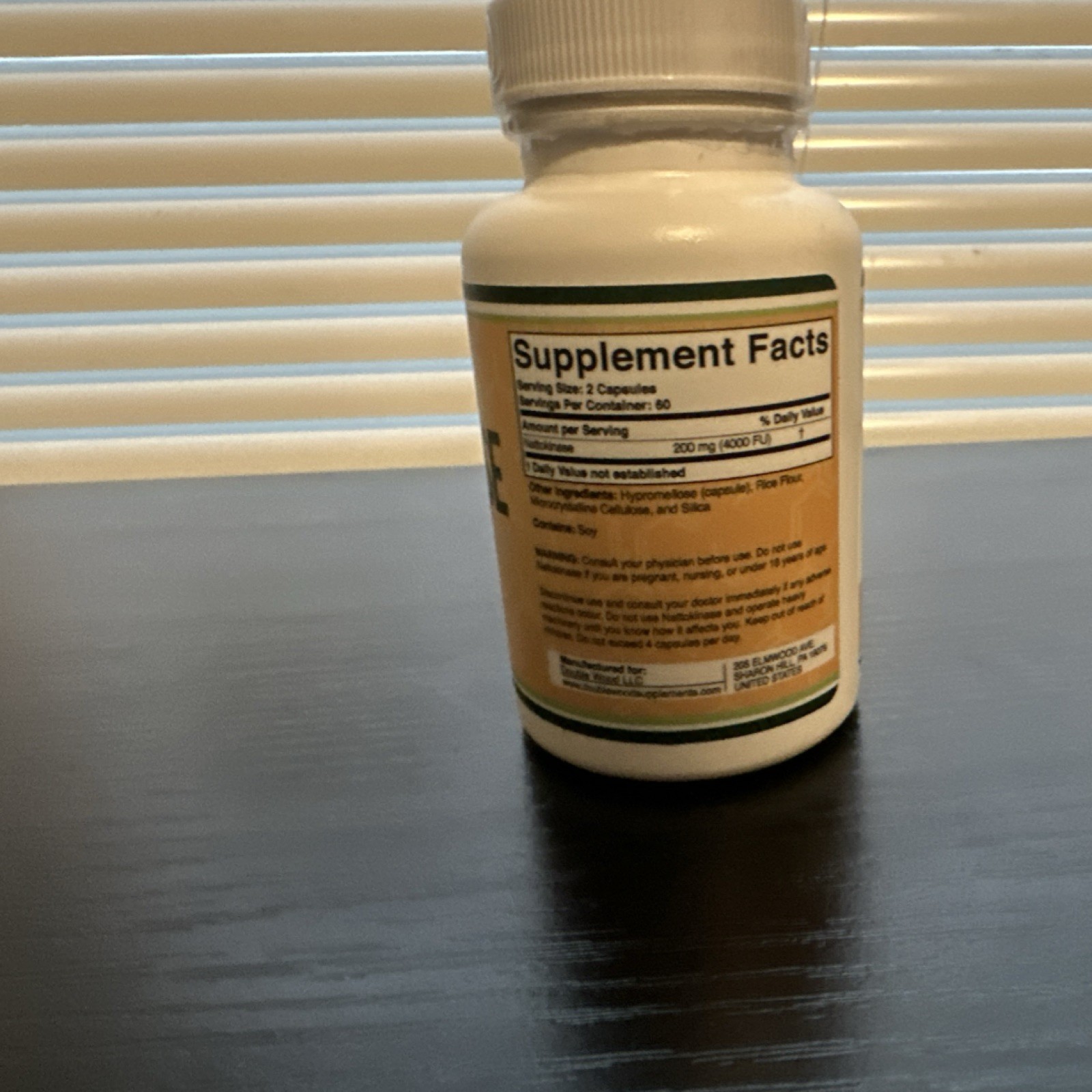 Double Wood Supplements Nattokinase 200mg 120 Capsules Non-GMO Gluten Free