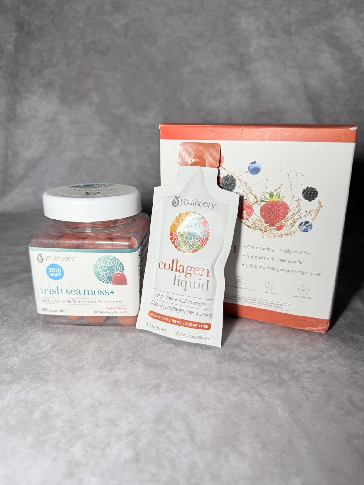 Youtheory Irish Sea Moss Collagen Gummies + Liquid Berry Flavor Supplements