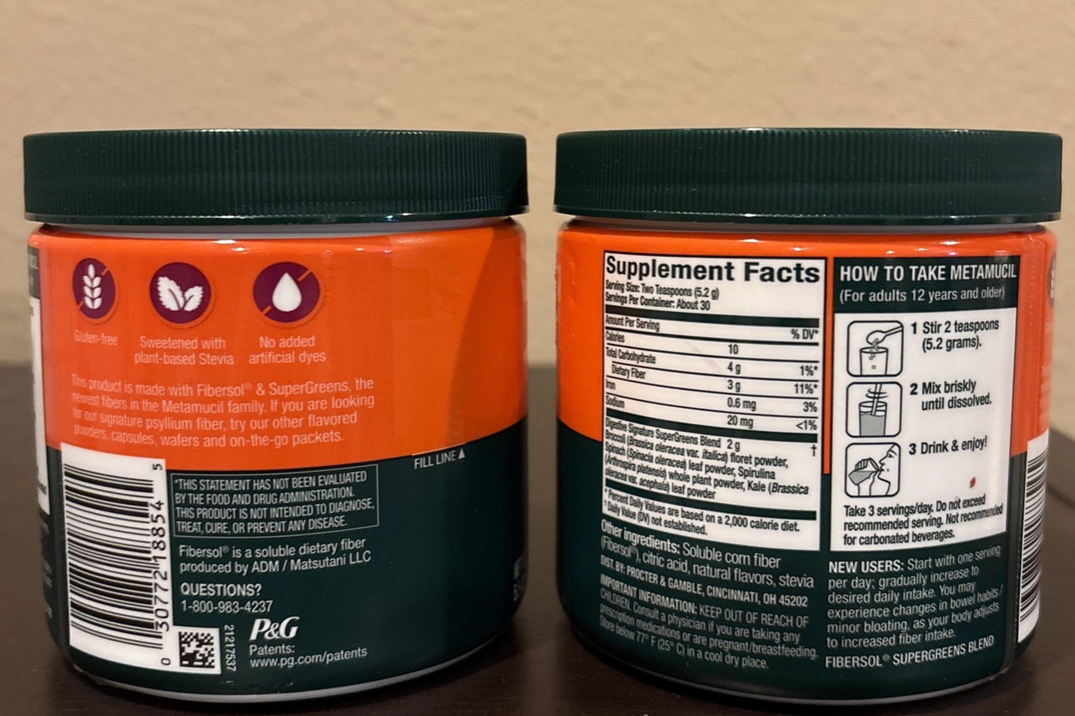 2 Metamucil Super Greens Digestive Blend Powder Fiber Kiwi Apple 5.5 Oz NEW