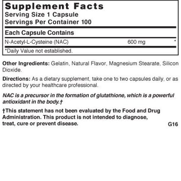 Nature’s Blend NAC N-Acetyl-L-Cysteine Dietary Supplement Capsules 600 mg 100 Ct