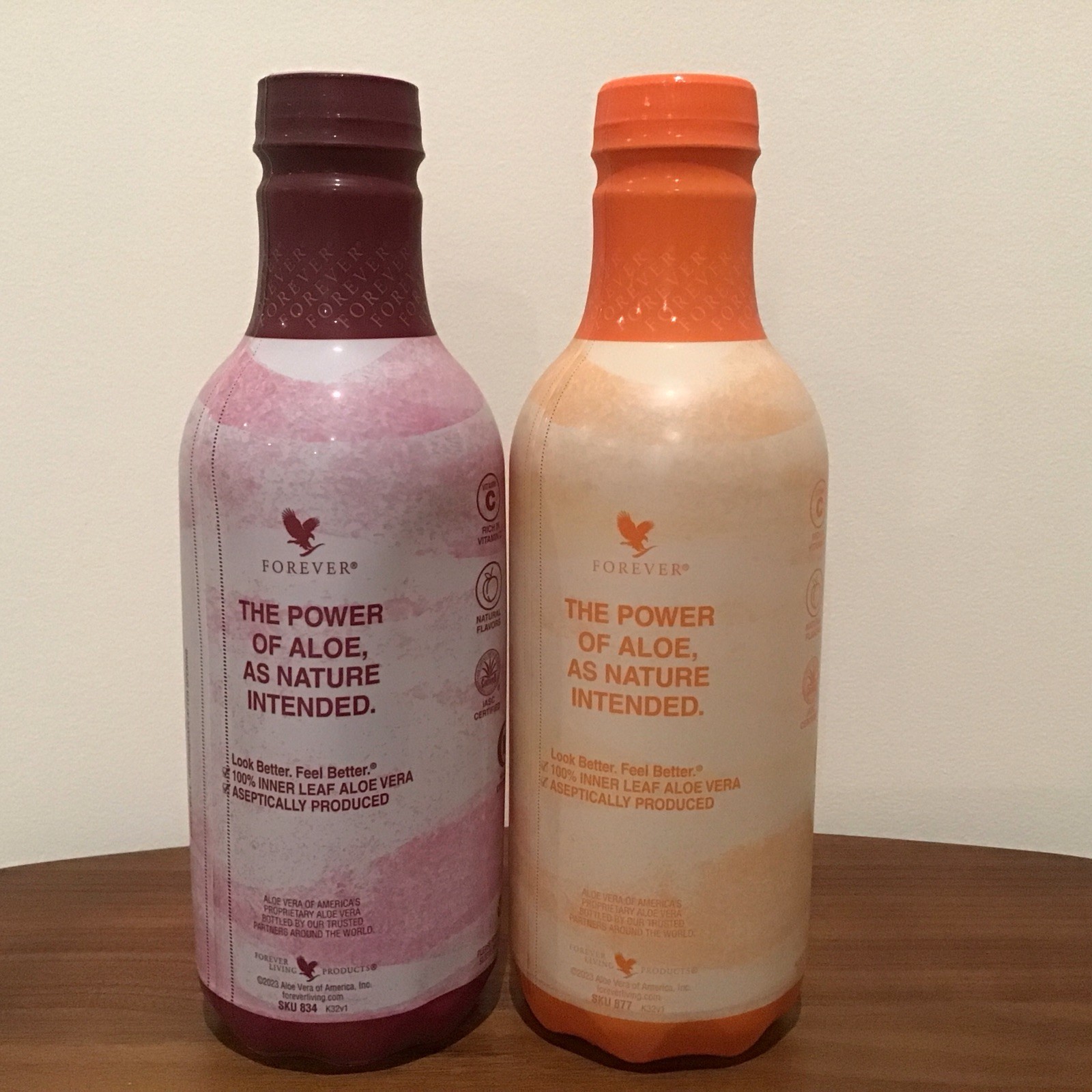 Forever Aloe Vera Juice 33.8 fl.oz Bottle Pack 2 Pack (Berry & Peaches Flavor)