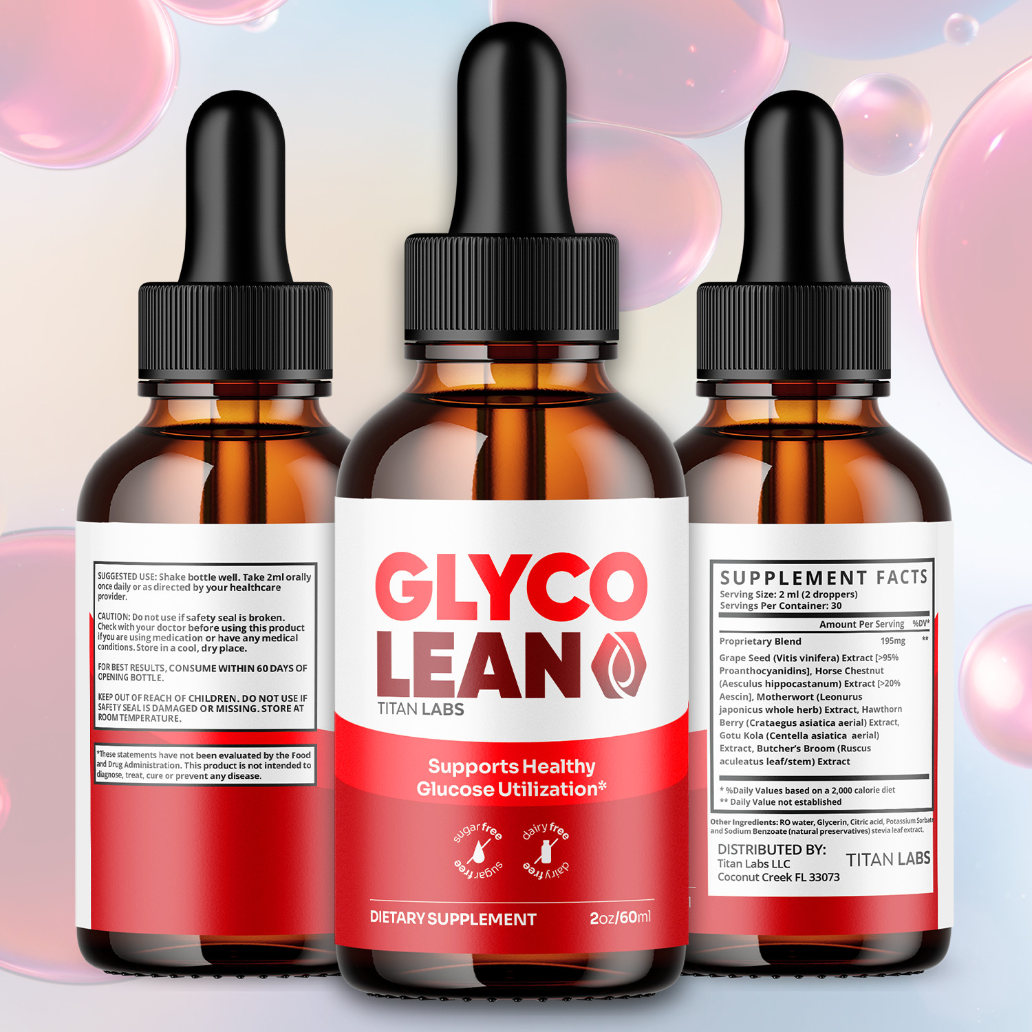 (5 Pack) Glyco Lean Blood Support Drop GlycoLean Vitamin Supplement 150 Servings