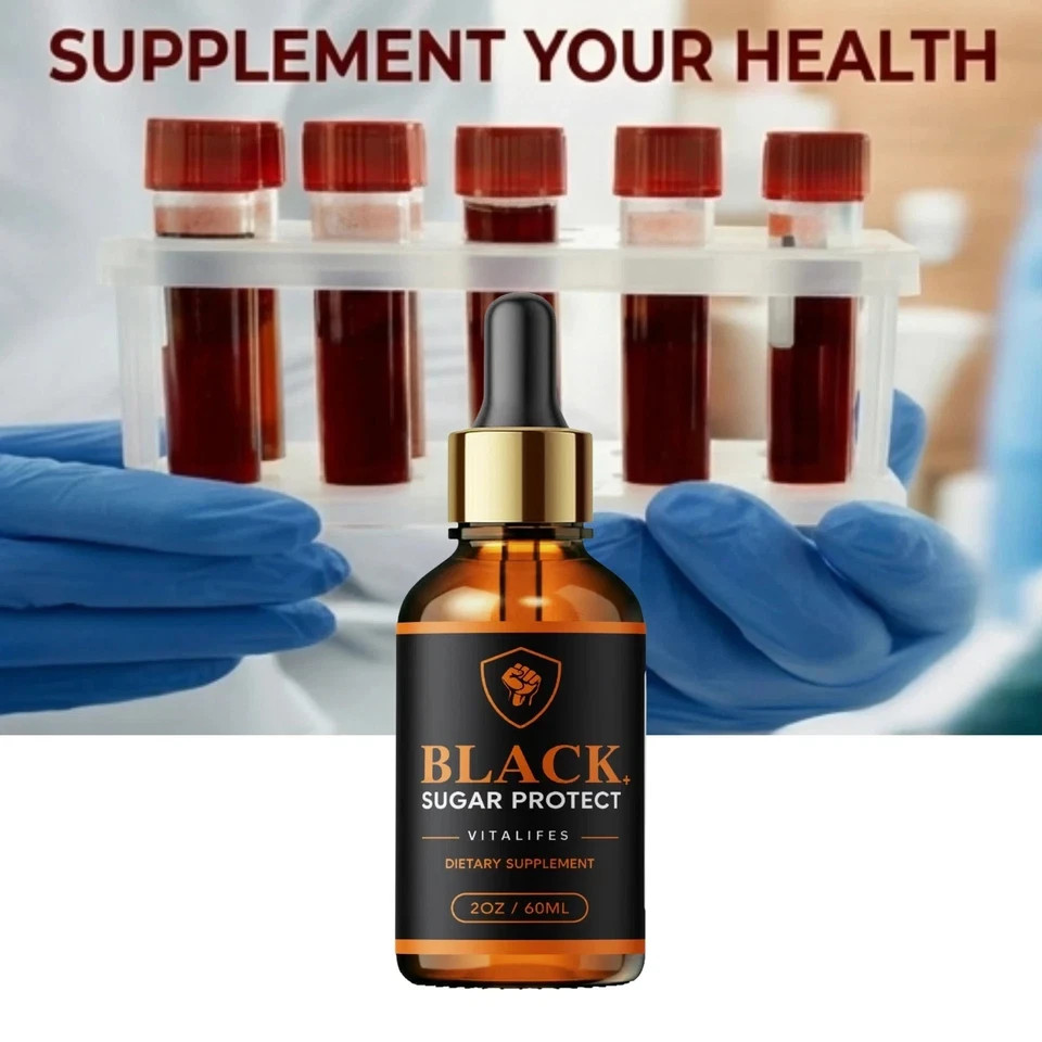 (1 Pack) Black Sugar Protect Drops Advanced Blood Support Supplement 30 Servings