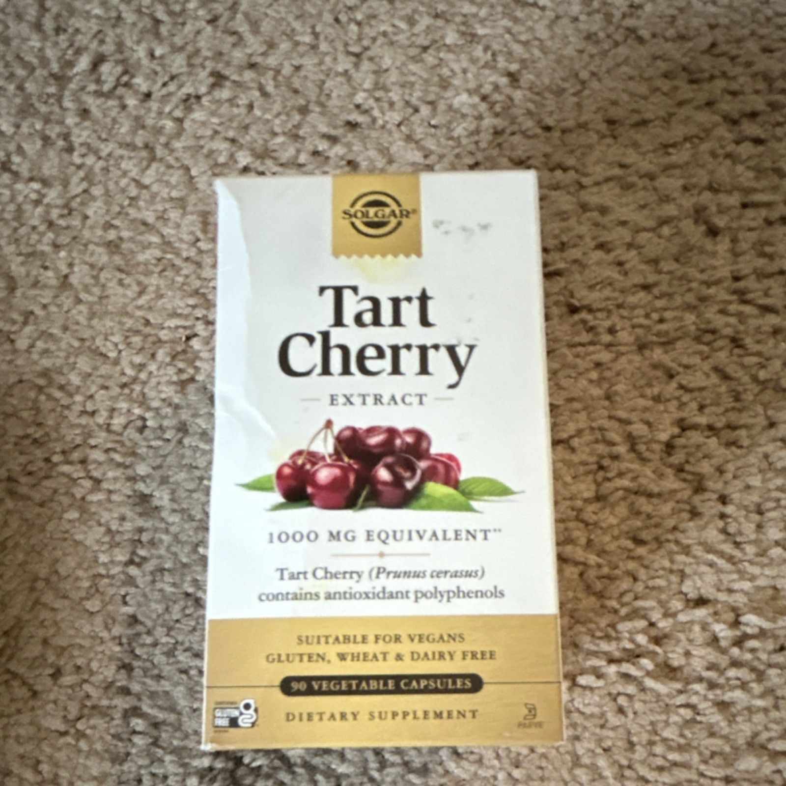 Solgar Tart Cherry Extract 90 Veg Capsules Vegan Gluten-Free Exp 06/2026