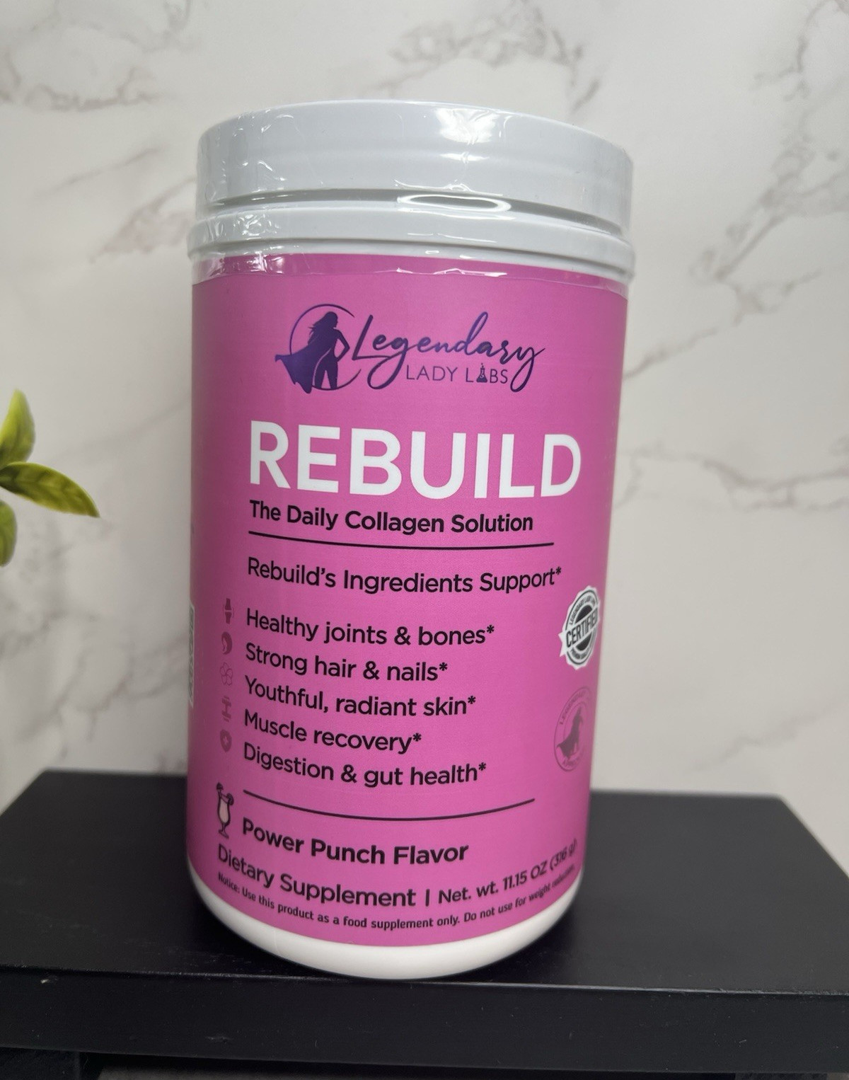 Legendary Lady Labs Rebuild Collagen Powder Power Punch 11.15 oz Exp 09/26