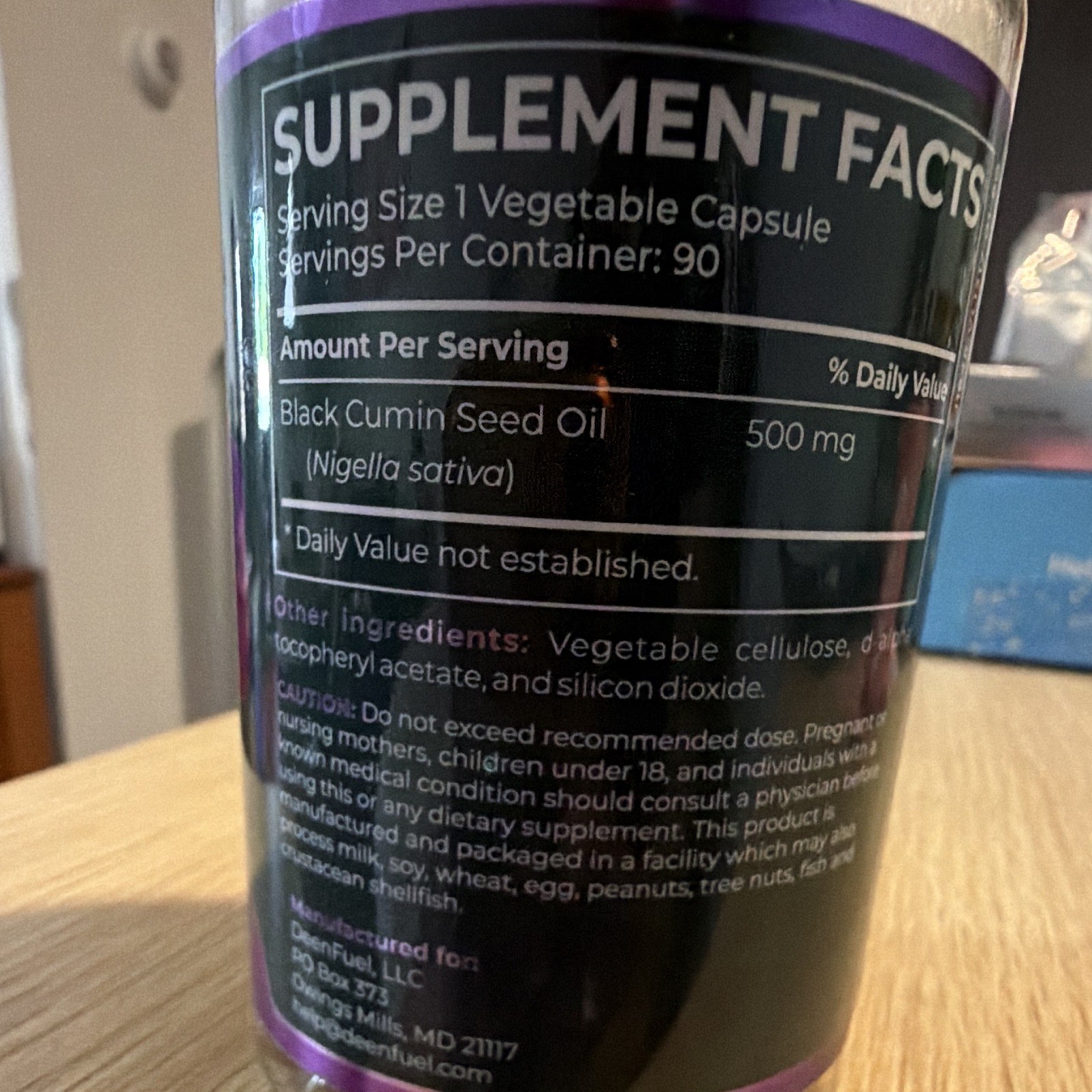 DeenFuel Black Seed Oil 500mg 90 Veg Caps Non-GMO Halal