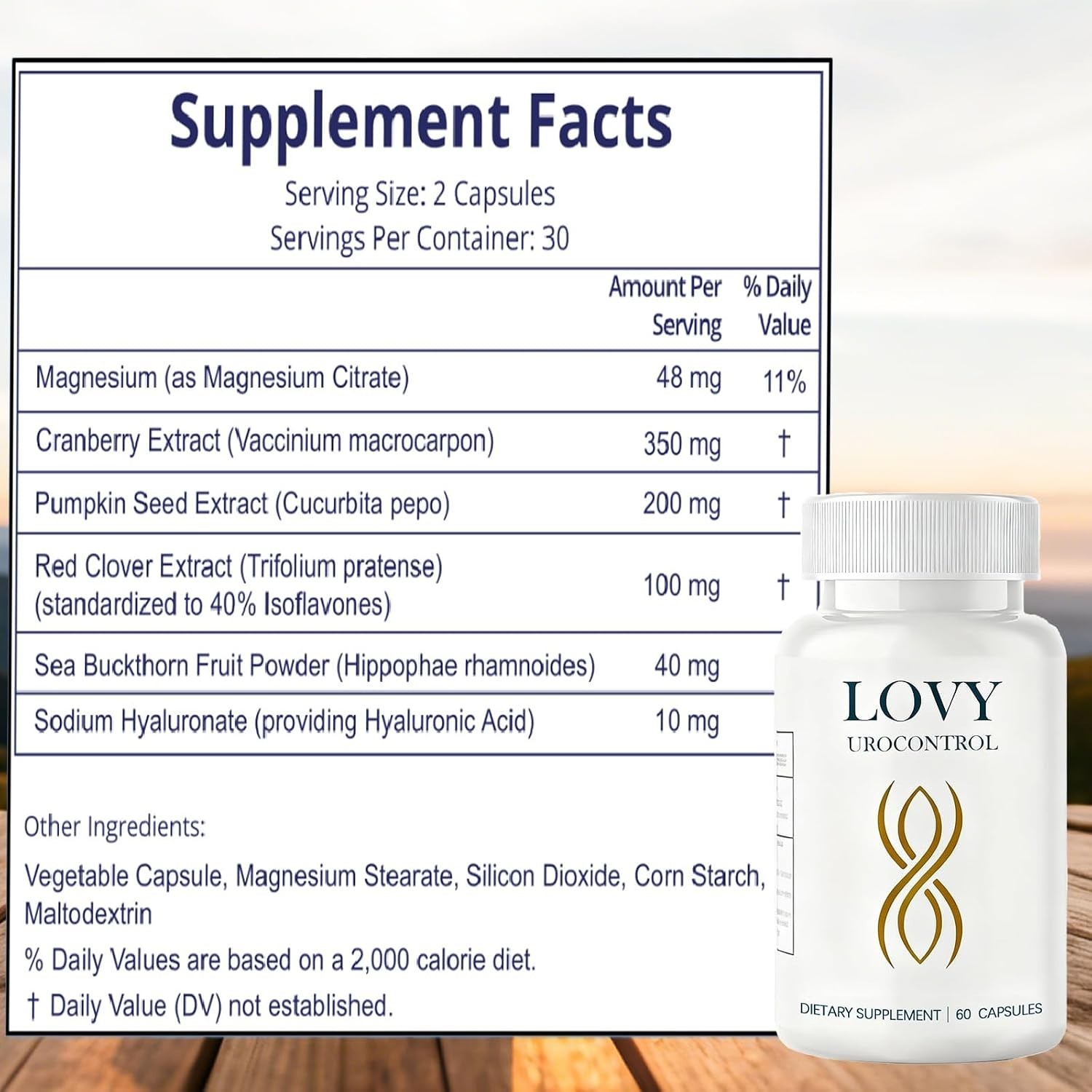 Lovy Urocontrol Capsules Bladder Support Supplement 60ct Non-GMO Vegan