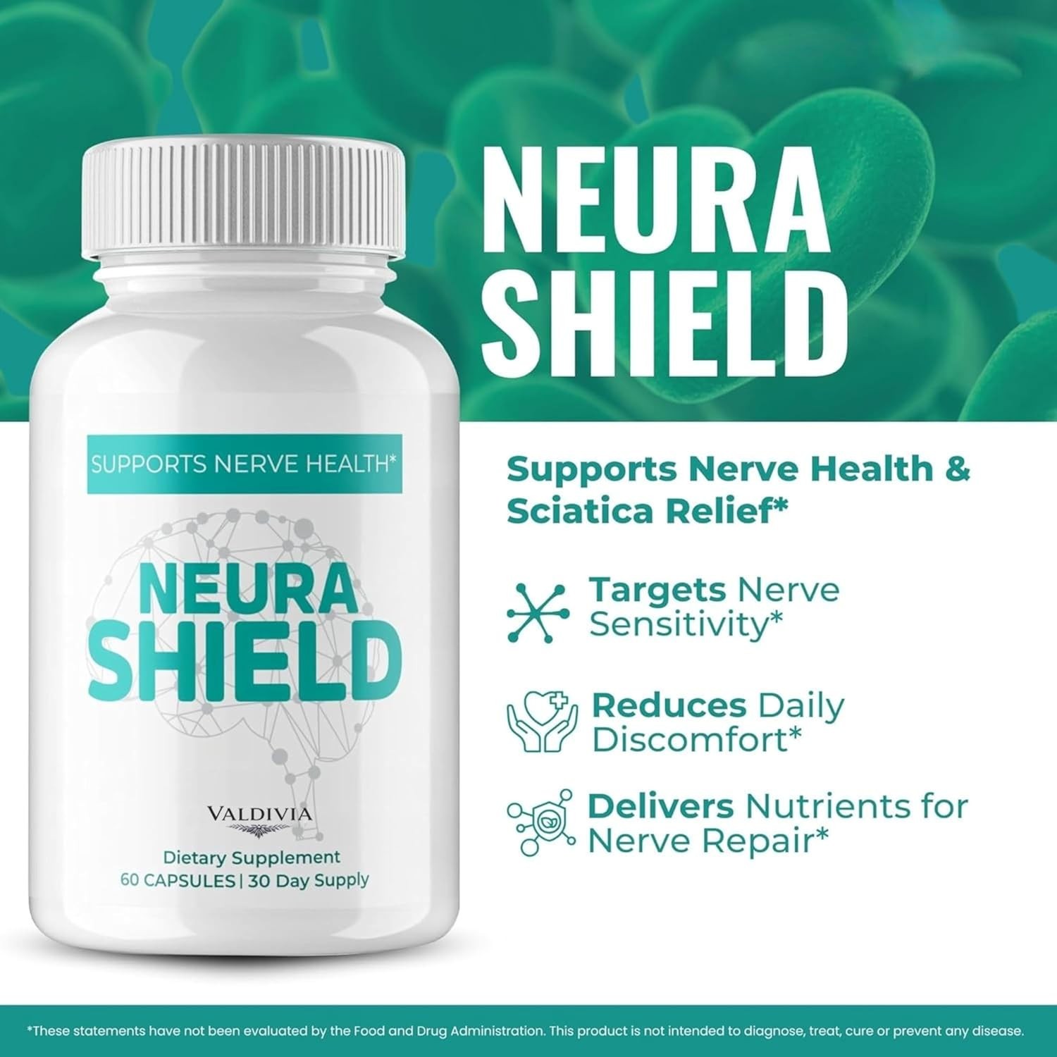 Valdivia NeuraShield 180 Capsules 3 Pack Nerve Support Supplement Made in USA