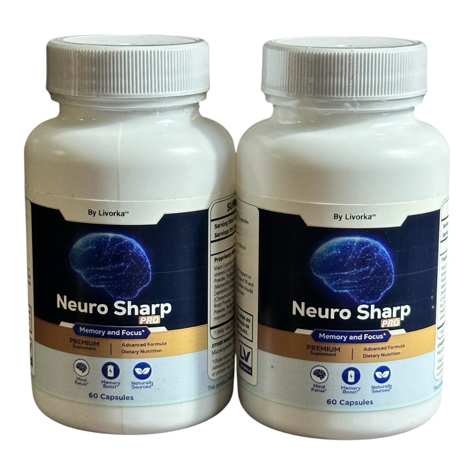 2 Pack Neuro Sharp Supplement 120 Capsules NeuroSharp All Natural Memory Focus
