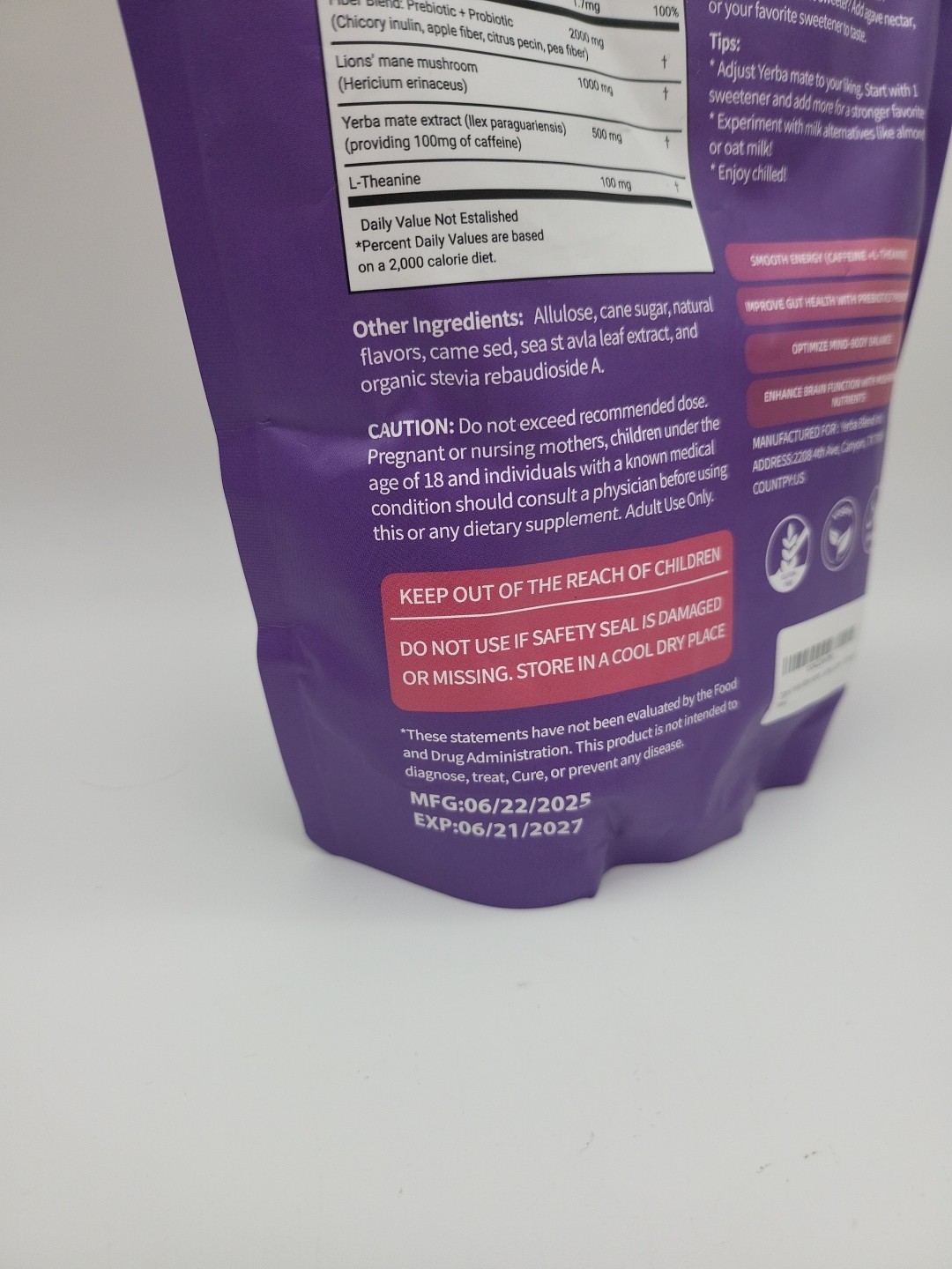 Yerba Blend Strawberry Kiwi Energy Probiotic Drink Mix 30 Servings Exp6-27