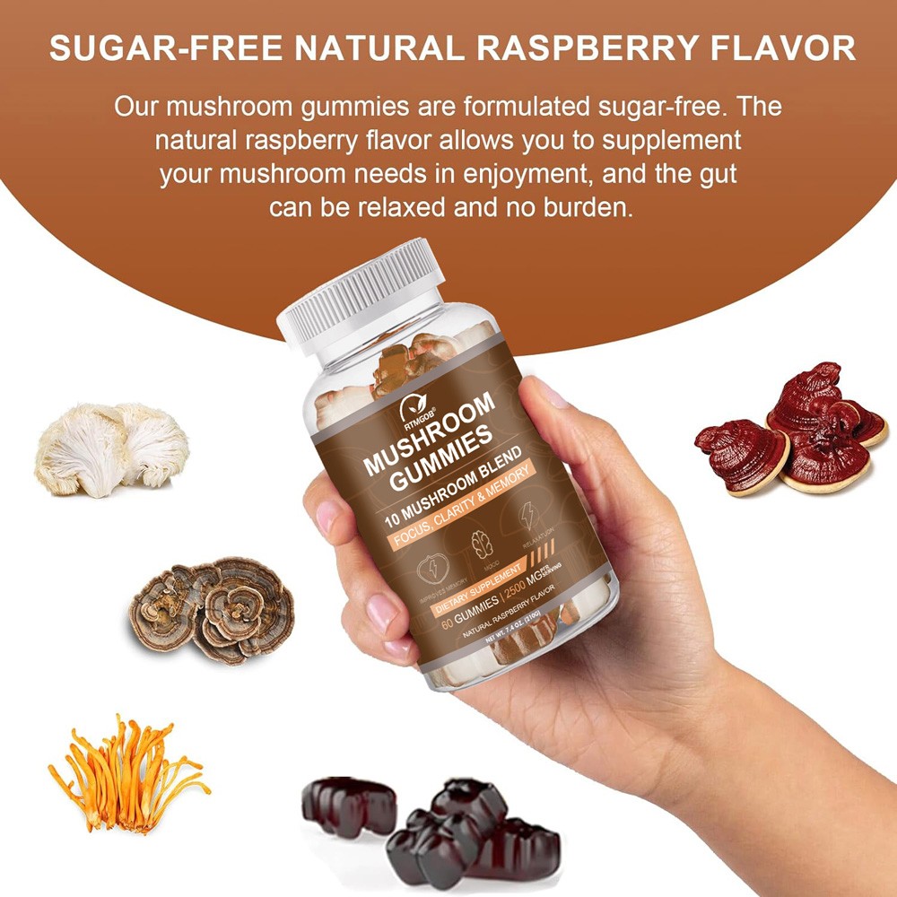 Functional Mushroom Gummies, 2500mg w/Ashwagandha Shiit Blend for Focus Immunity