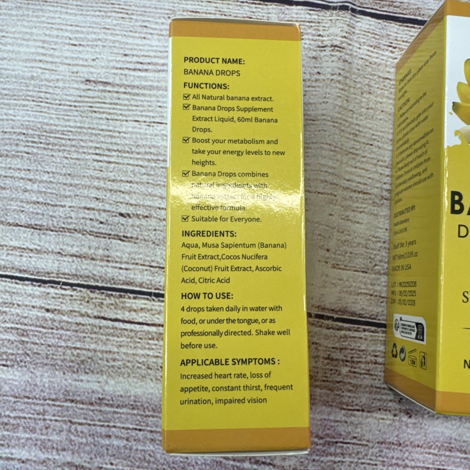 Banana Liquid Drops 2x 60ml Dietary Supplement | Natural Extract Made In USA