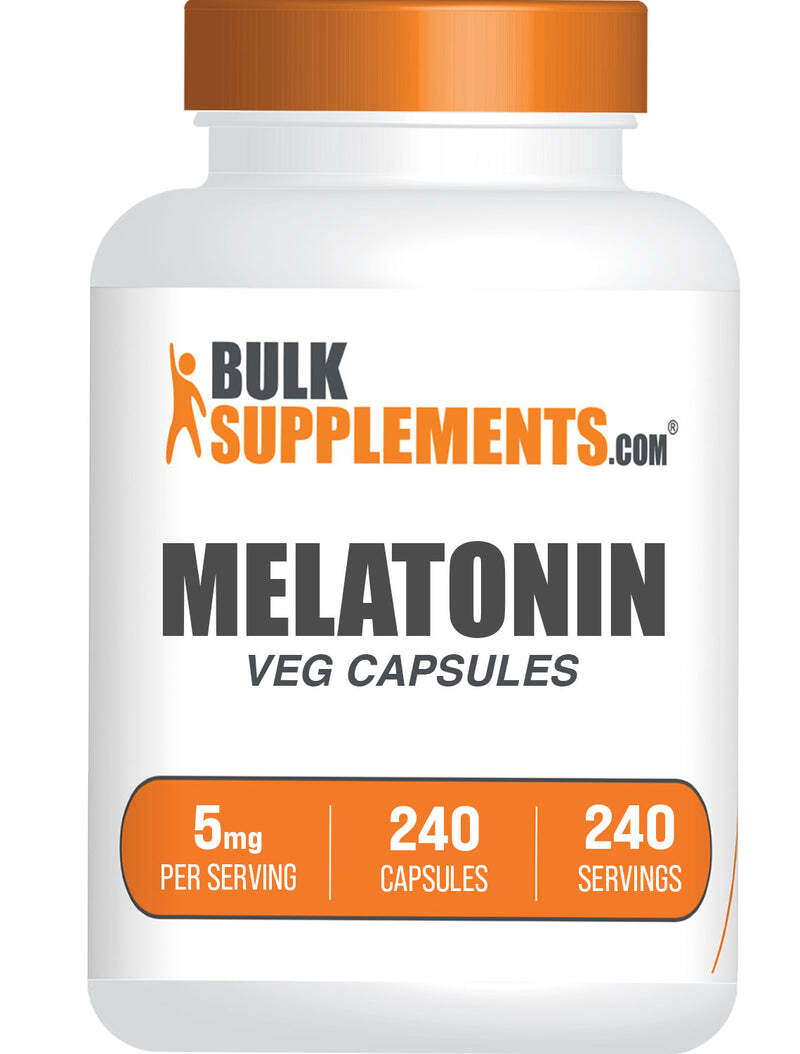BulkSupplements Melatonin Capsules 5mg & 10mg, Vegan, 240 Count, Sleep Aid